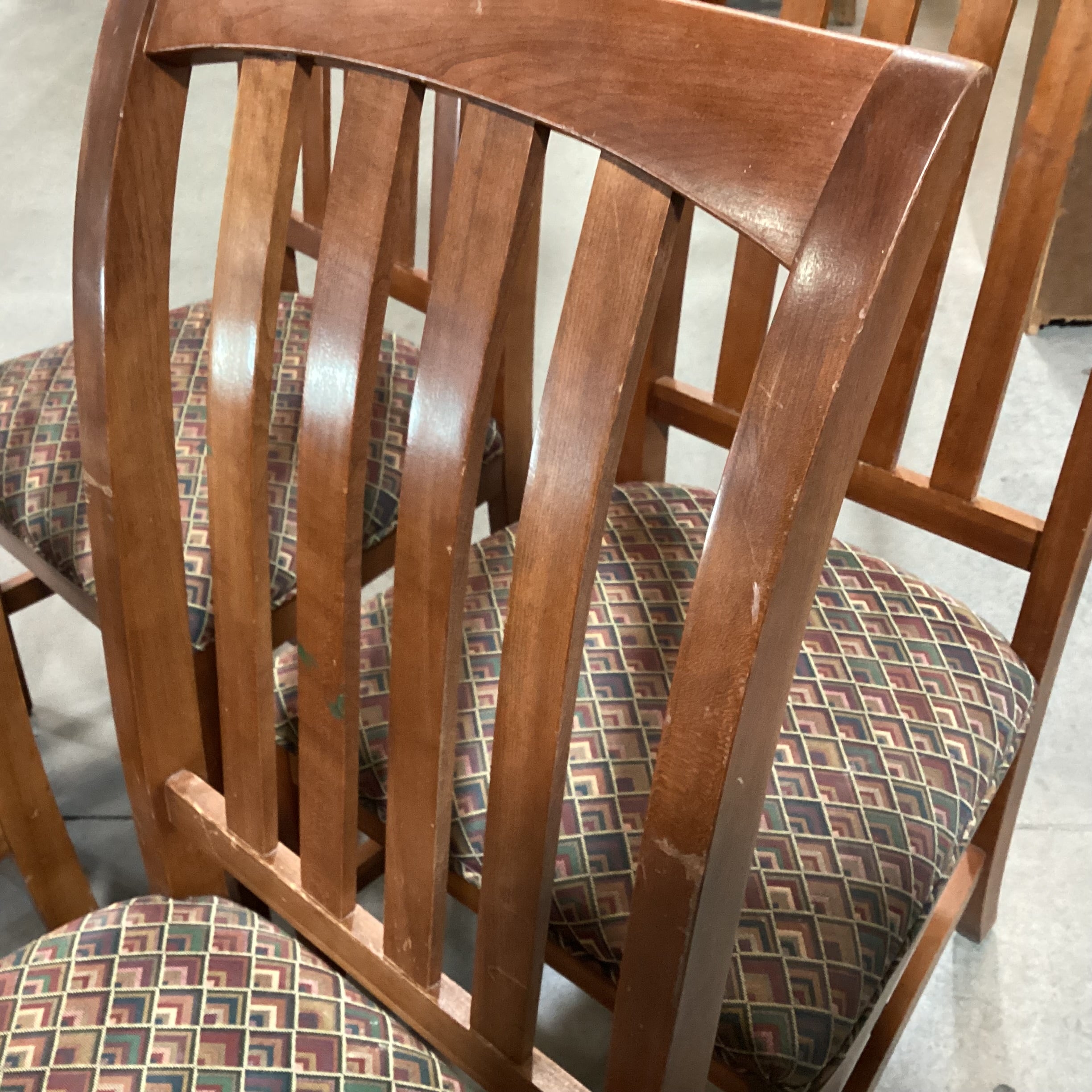 Set of 6 Carved Wood Slat Back with Upholstered Seat Dining Chairs 23"x 23"x 41"