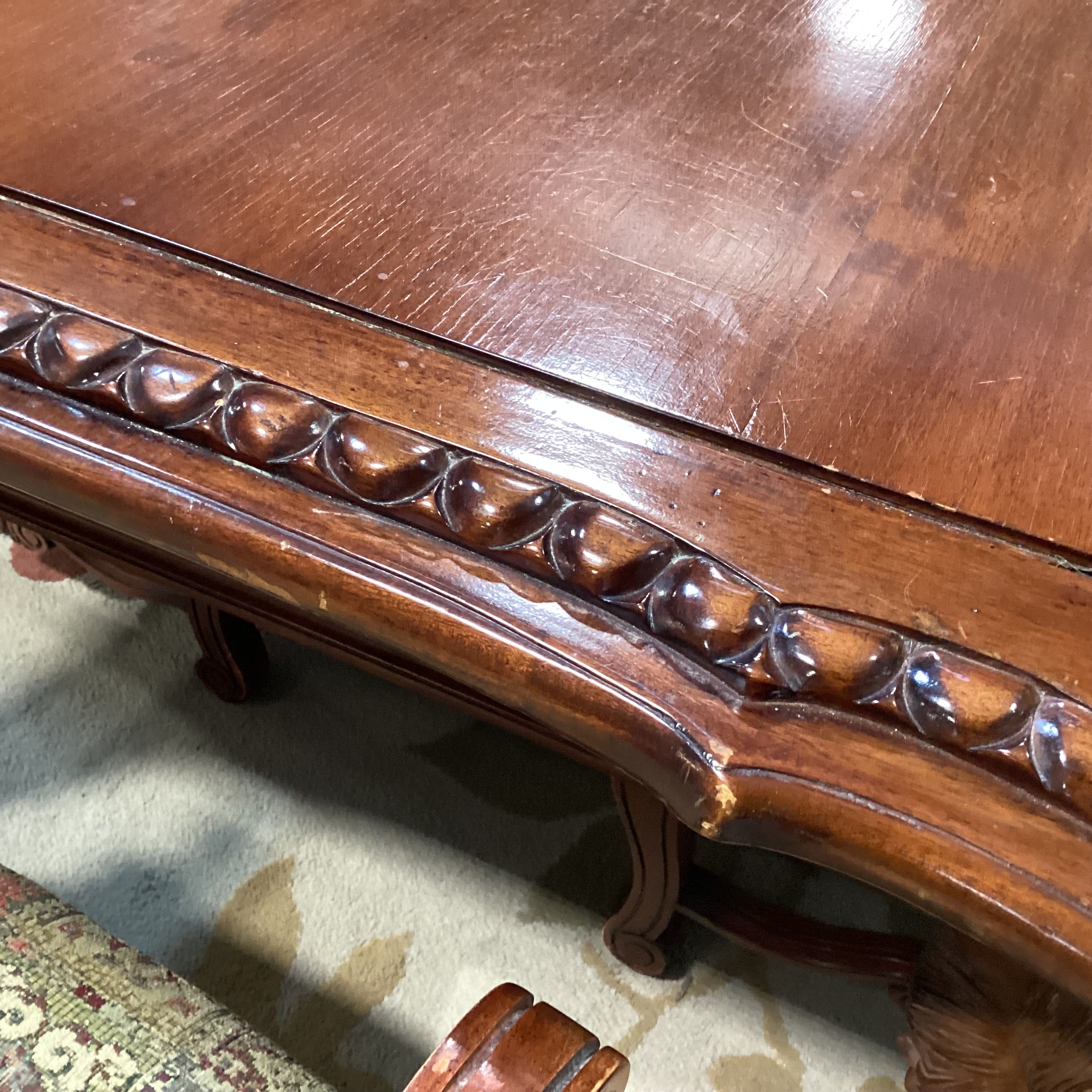 White Rose Ornate Carved Lionshead 2 Leaves Table with 8 Chairs Dining Set 102" to 138"x 48"x 31.5"