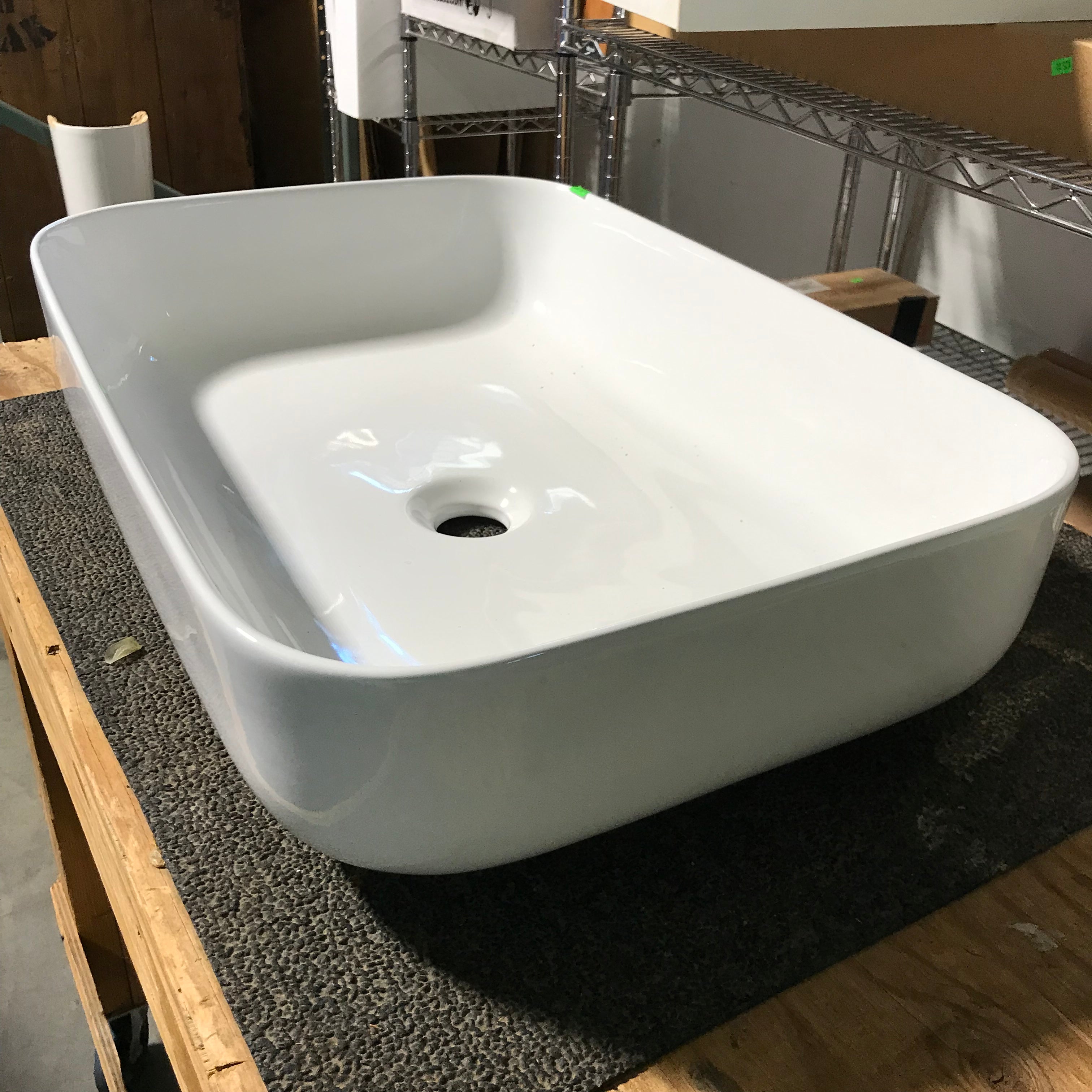 24"x 16.5"x 6" Round Cornered Rectangle Top Mount Vessel Vanity Sink
