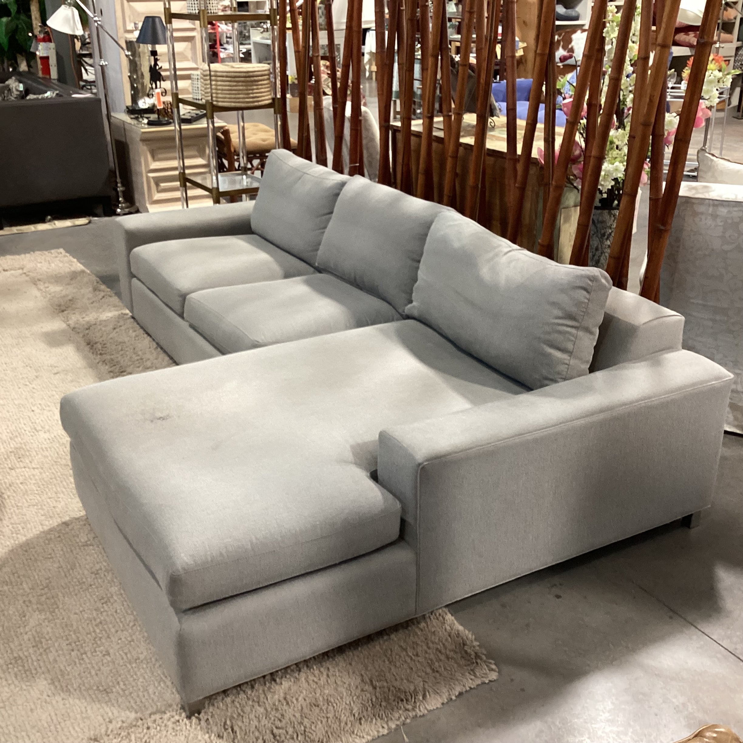 Room & Board Grey Woven 2 Piece with Chaise Modern Sectional 106"x 65"x 42"x 24"