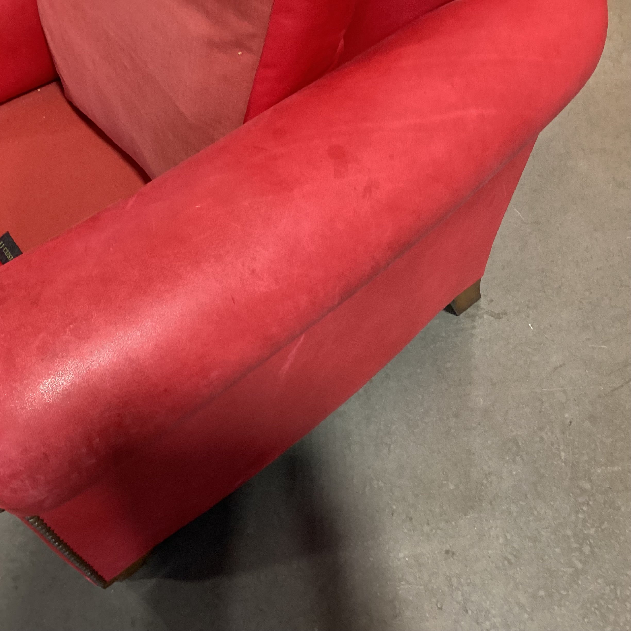 JJ Custom Red Leather Nailhead High Back Chair 35"x 37"x 38.5"