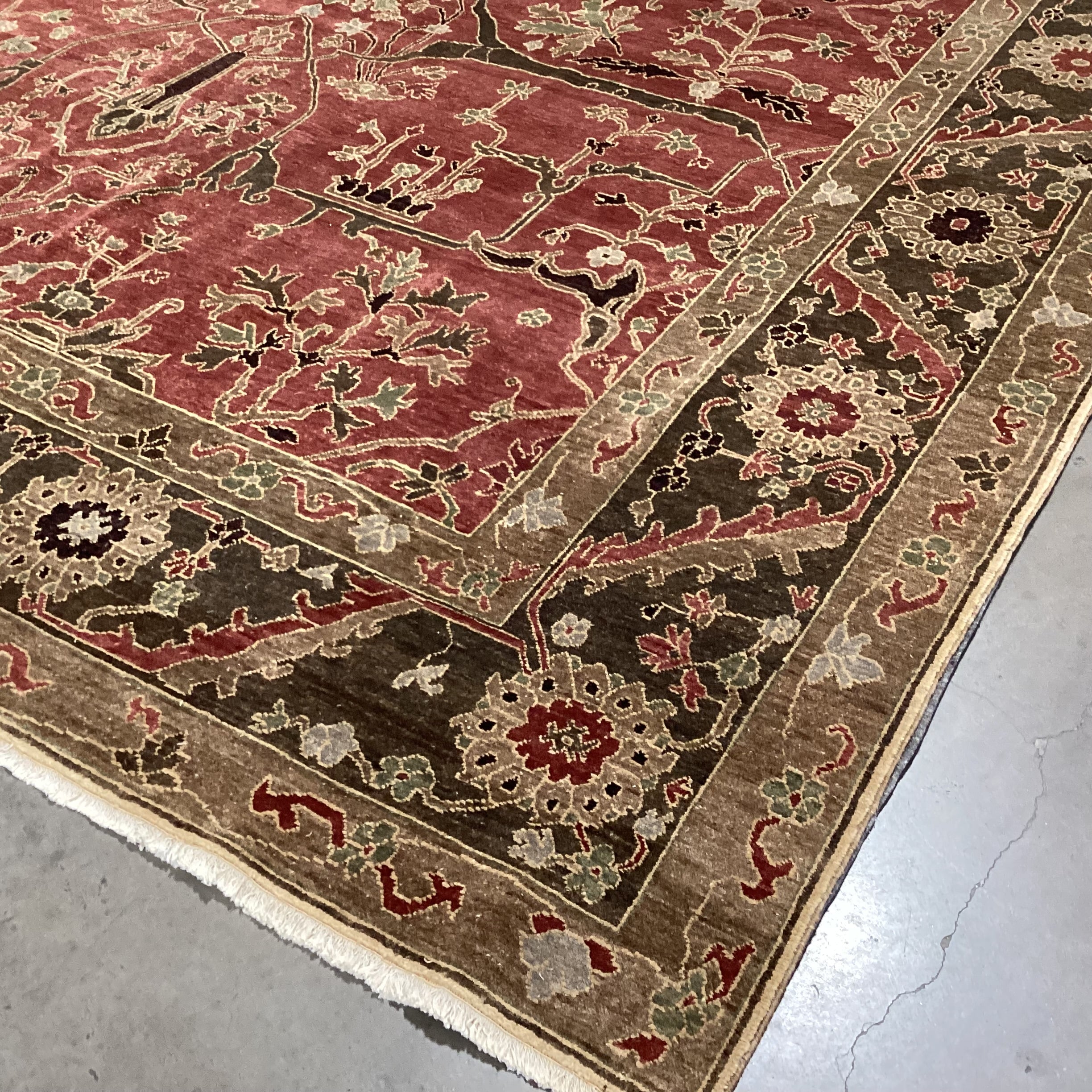 Tufenkian Tibetan Armenian Rust Taupe Brown Hand Woven Wool Rug 12'x 15'8"