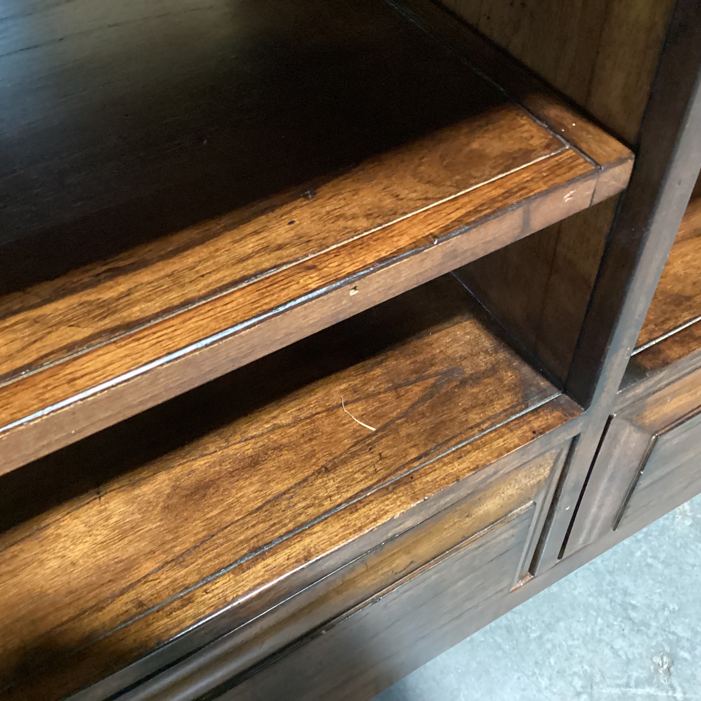 Dark Finish Wood 1 Door 2 Drawer & Shelves Console 56"x 18"x 25"