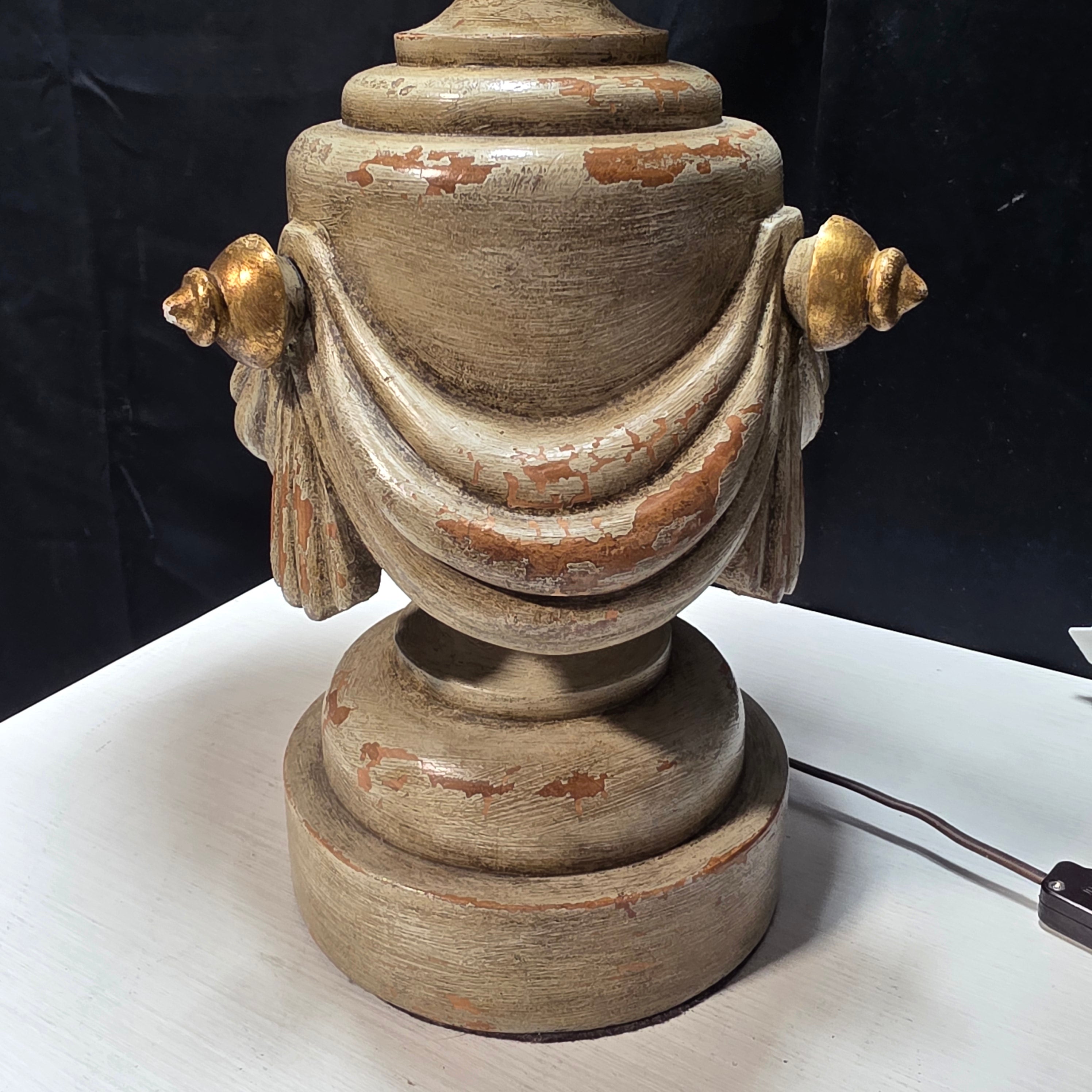 John James Inc. Vintage Table Lamp with Gold-Cream Shade 17"x12"x27"