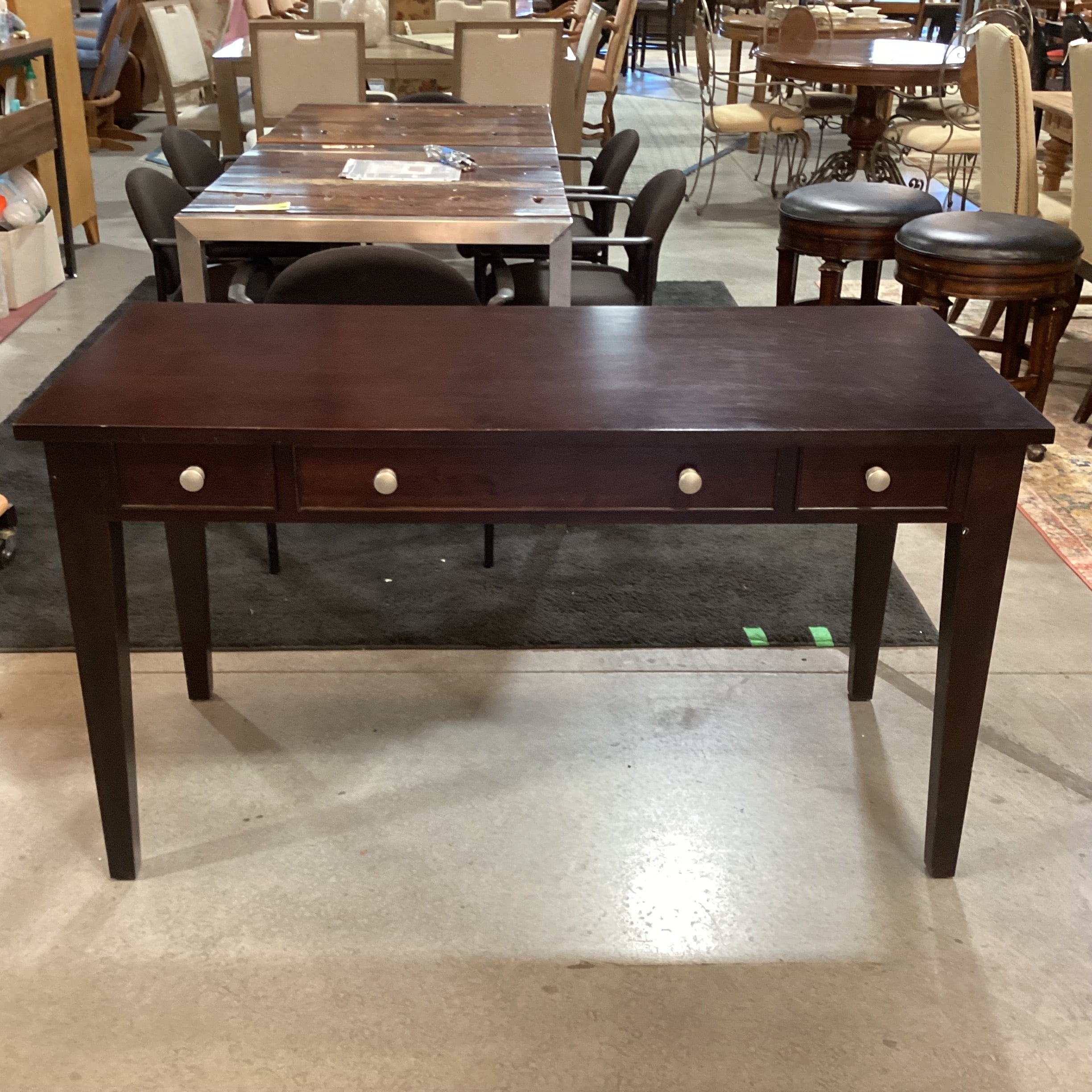 Winners Only Dark Finish Wood 3 Drawer Desk 54"x 24"x 30.5"