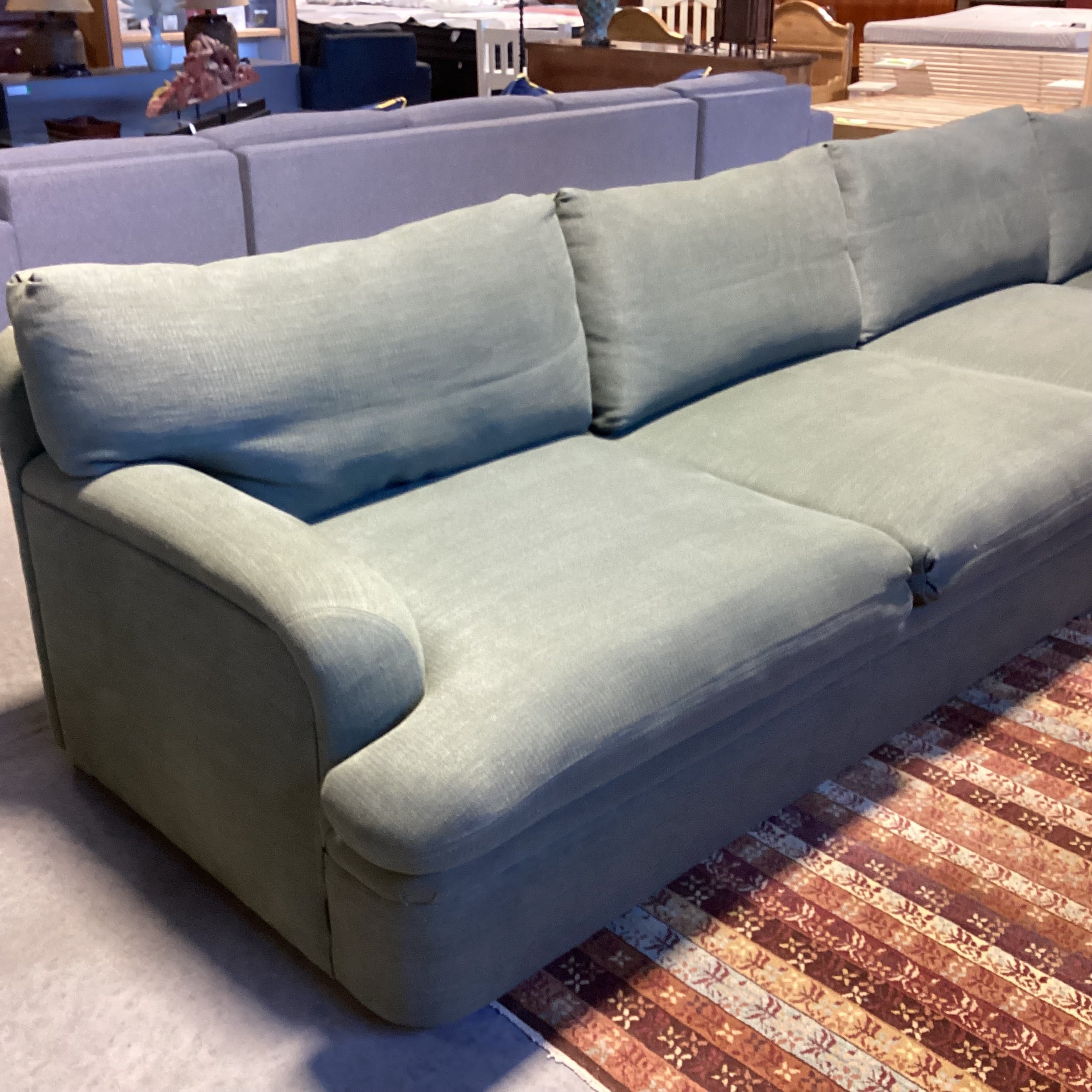 Custom Sage Belgian Linen & Down Sofa 150"x 41"x 31"