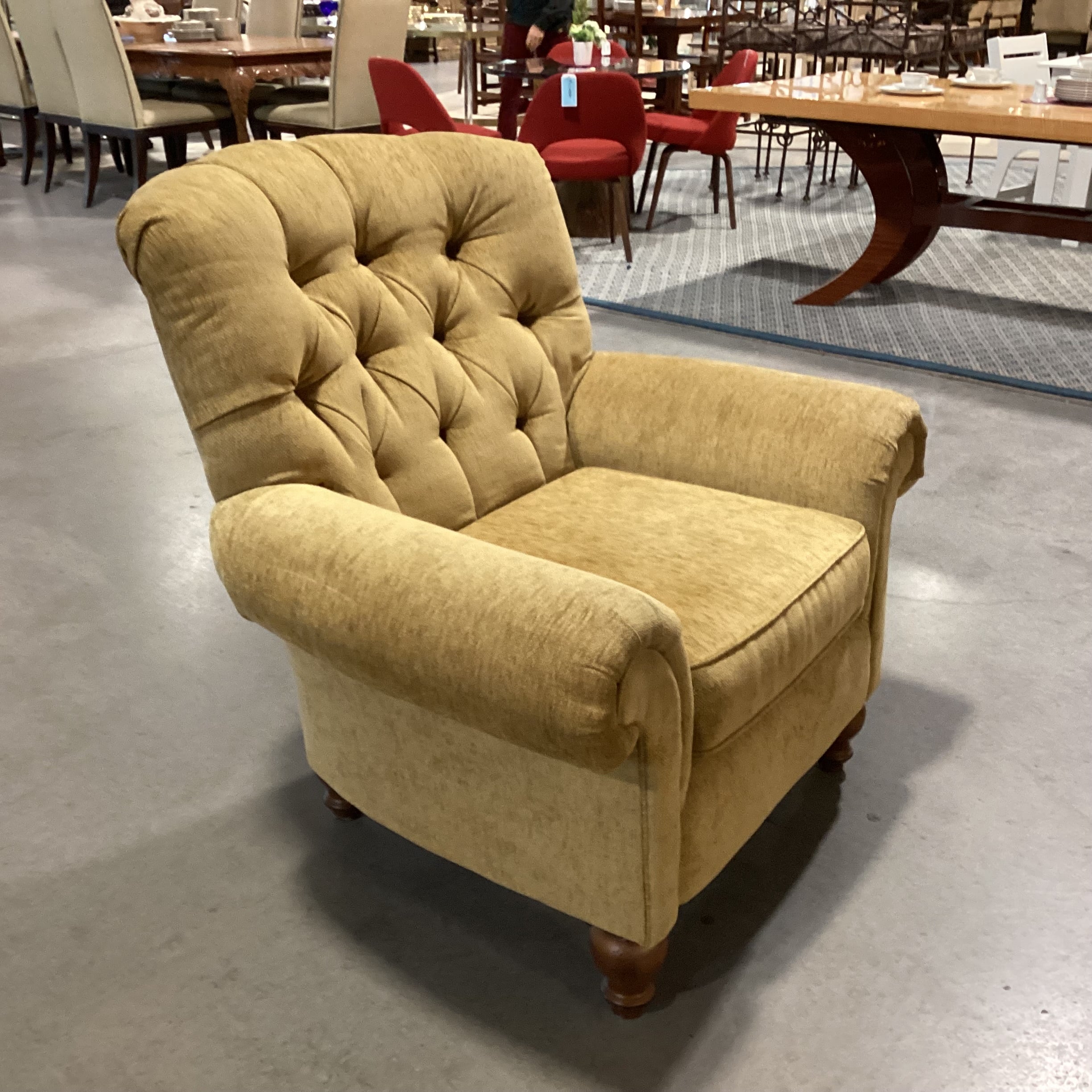 Best Chairs Co. Golden Mustard Tufted Roll Arm Chair 41"x 36"x 39"