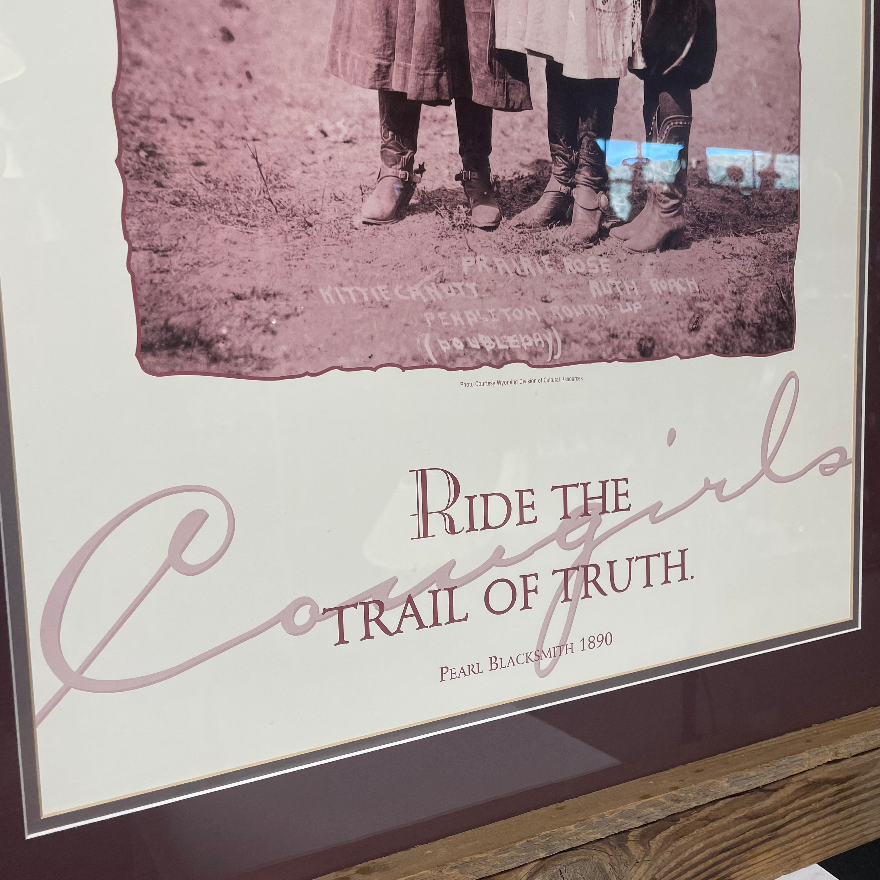 "Ride The Trail Of Truth" Cowgirls Print In Rustic Natural Wood Frame 26" x 32"