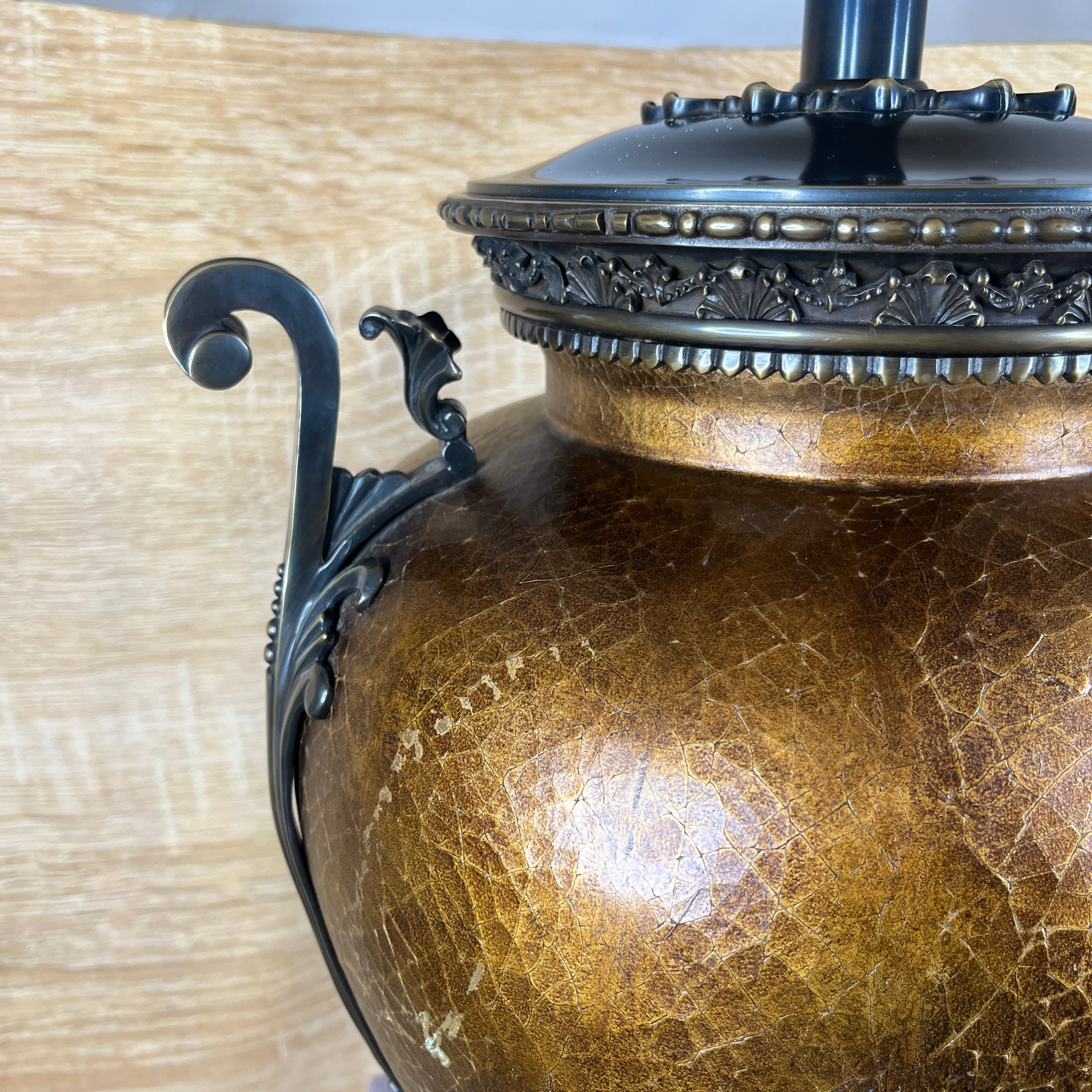 Oriental Ornate Brass Table Lamp 13" Diameter x 33"