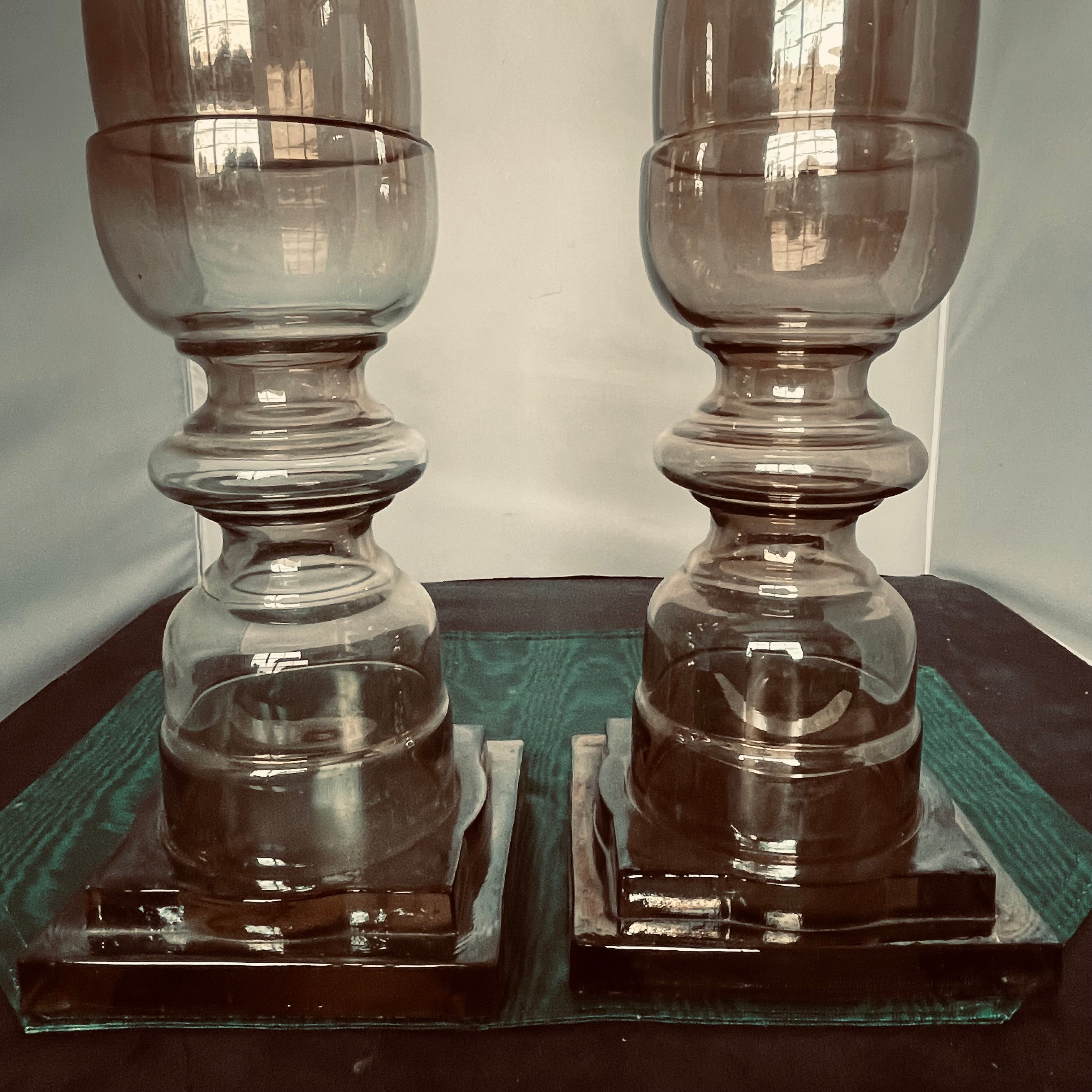 Heavy Smoked Glass Candle Holders by Zodax, Made in India