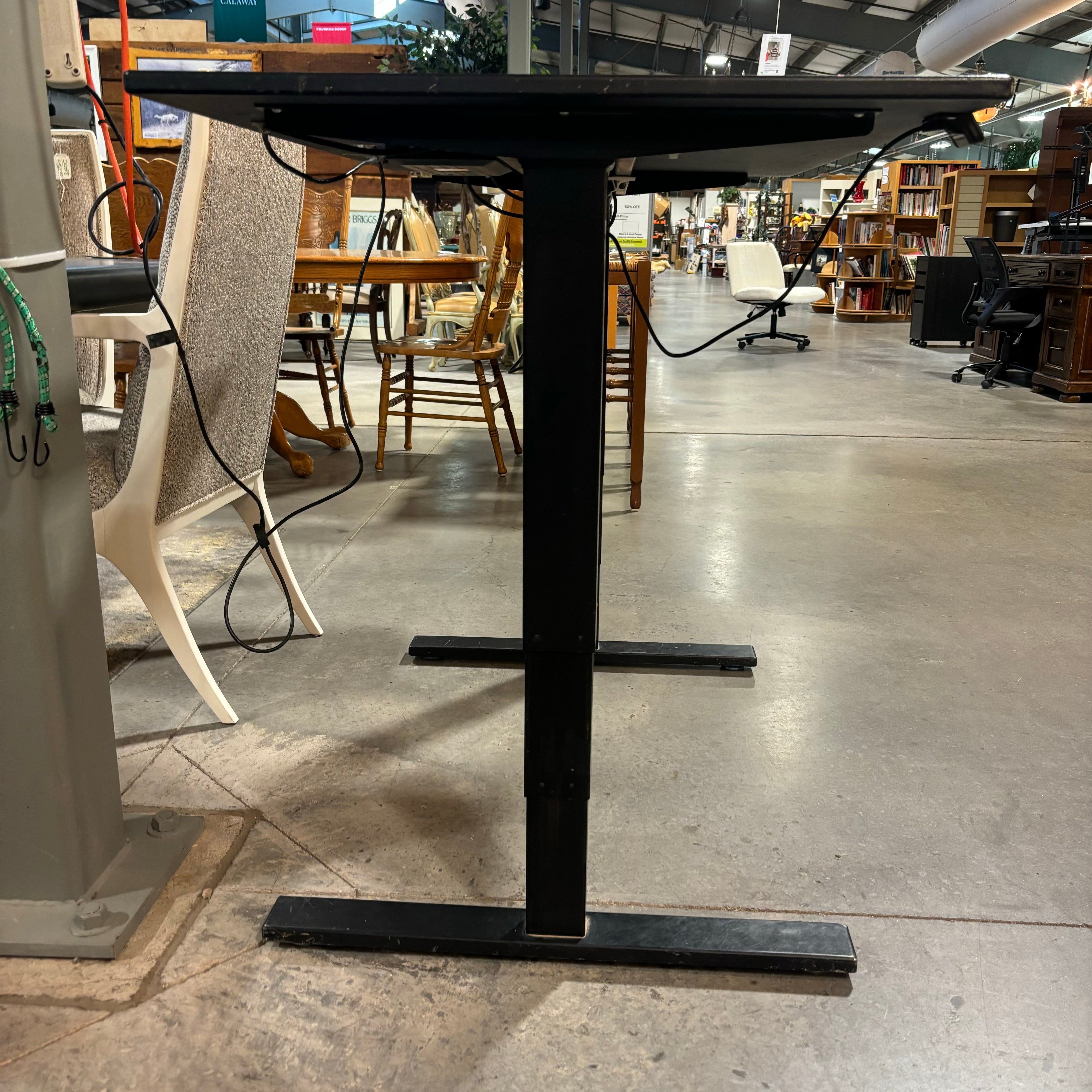 Evodesk Black Coated Wood & Steel Base Adjustable Height Sit to Stand Desk 48"x 30"x 24.5" to 50"