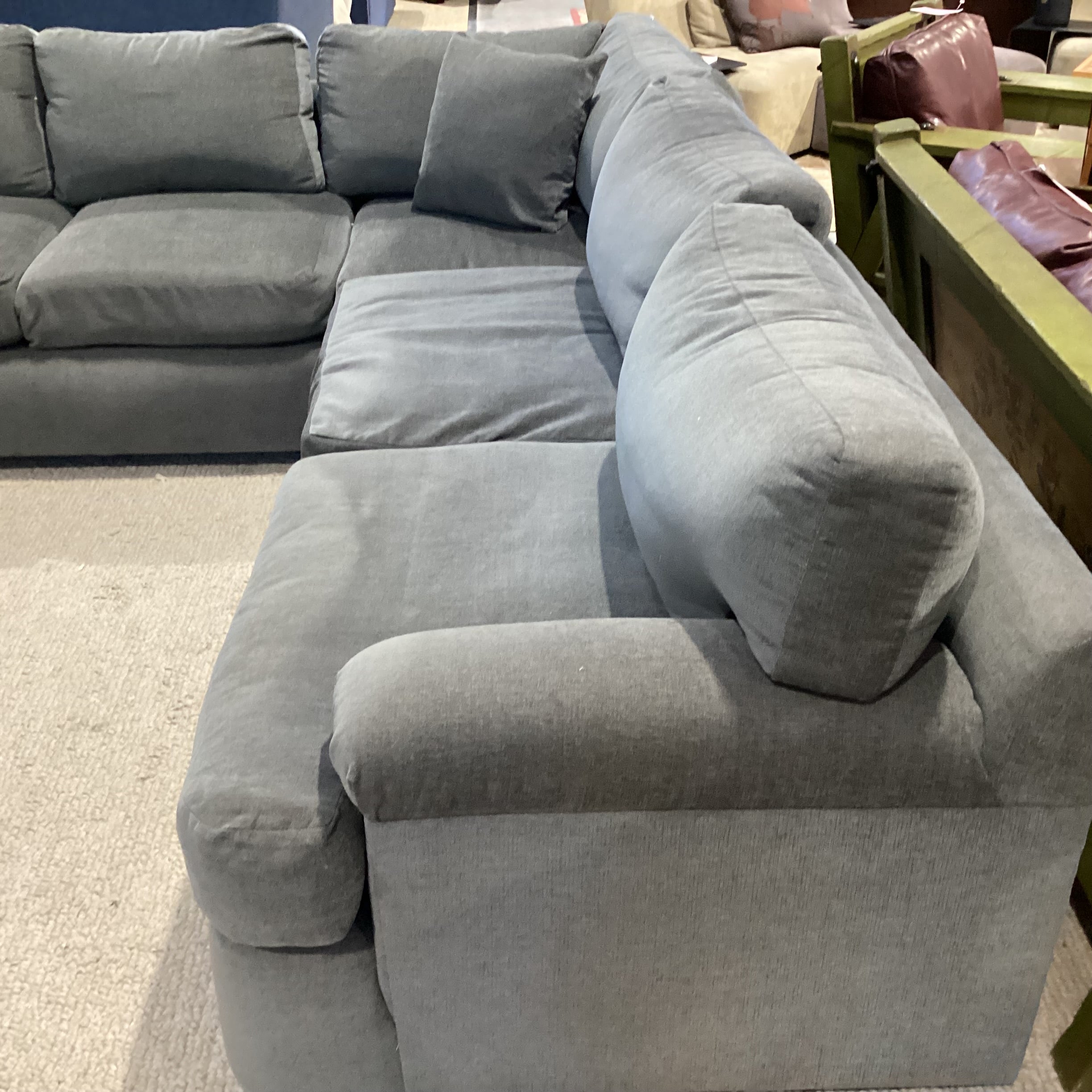 Charcoal Low Profile Down Mix 3 Piece Sectional 96"x 114"x 34"x 26"
