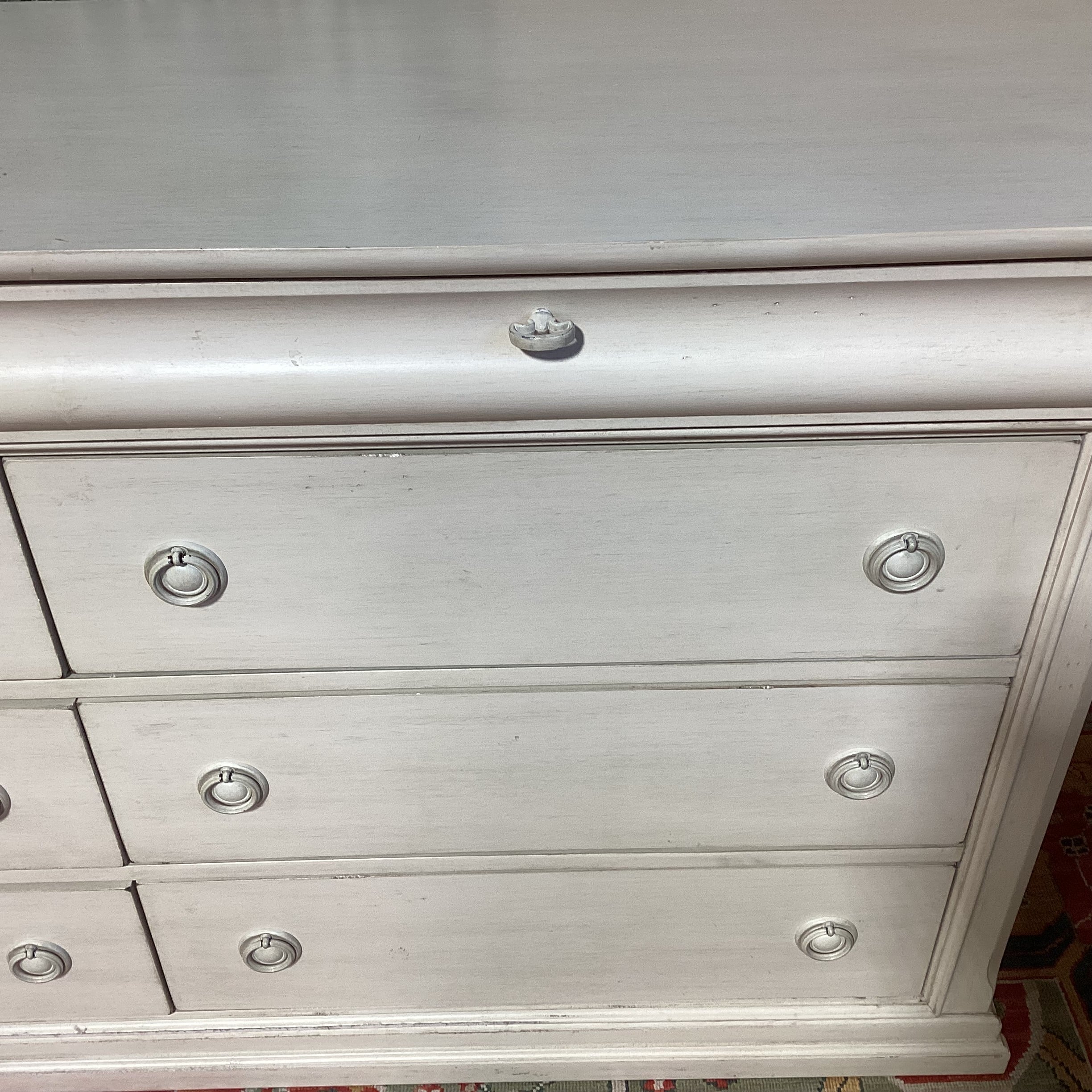 Liberty Furniture Antiqued Cream Wood 8 Drawer Dresser 64"x 18"x 36"