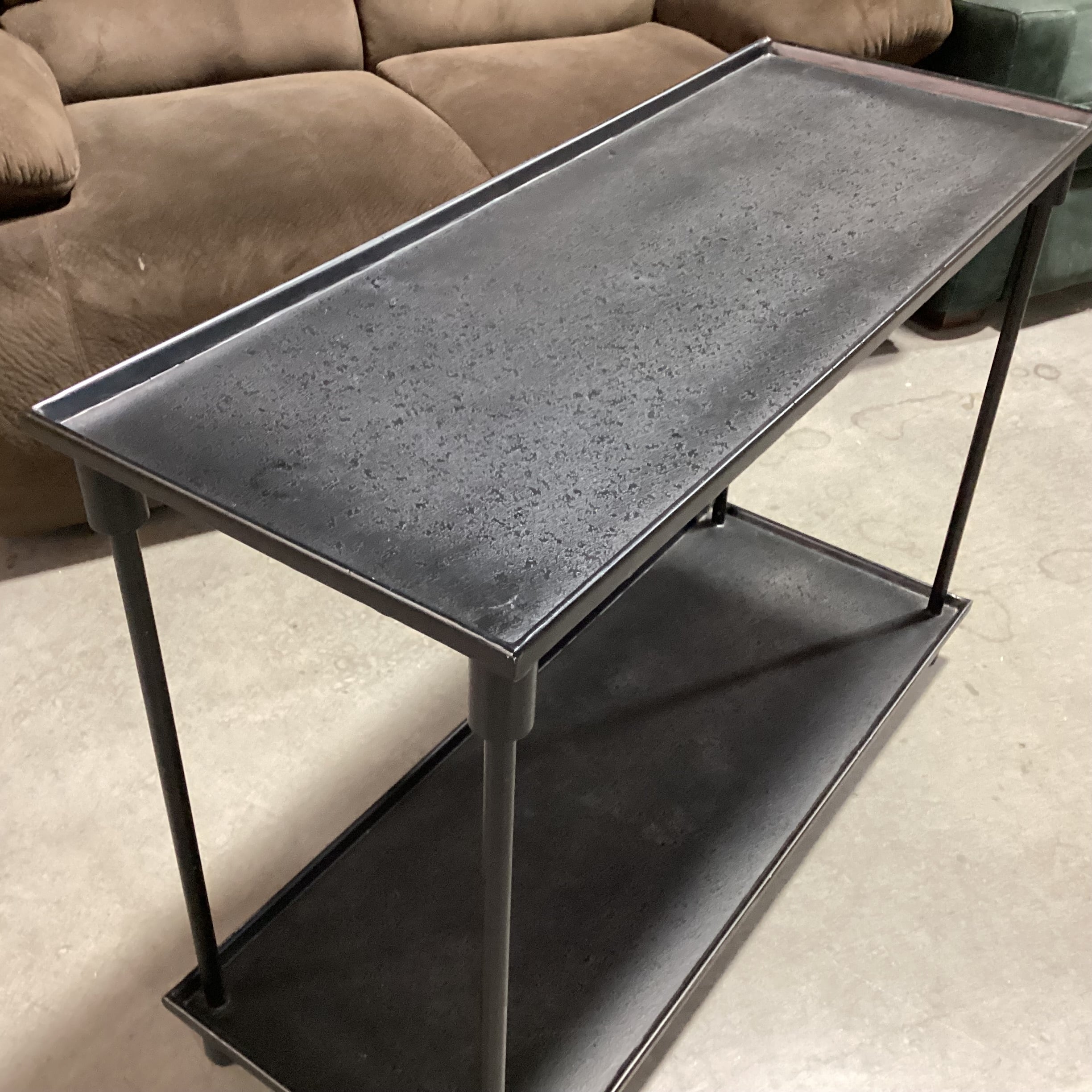 Restoration Hardware 2 Tiered Texture Finished Iron Console Sofa Table 42"x 16.5"x 30.5"