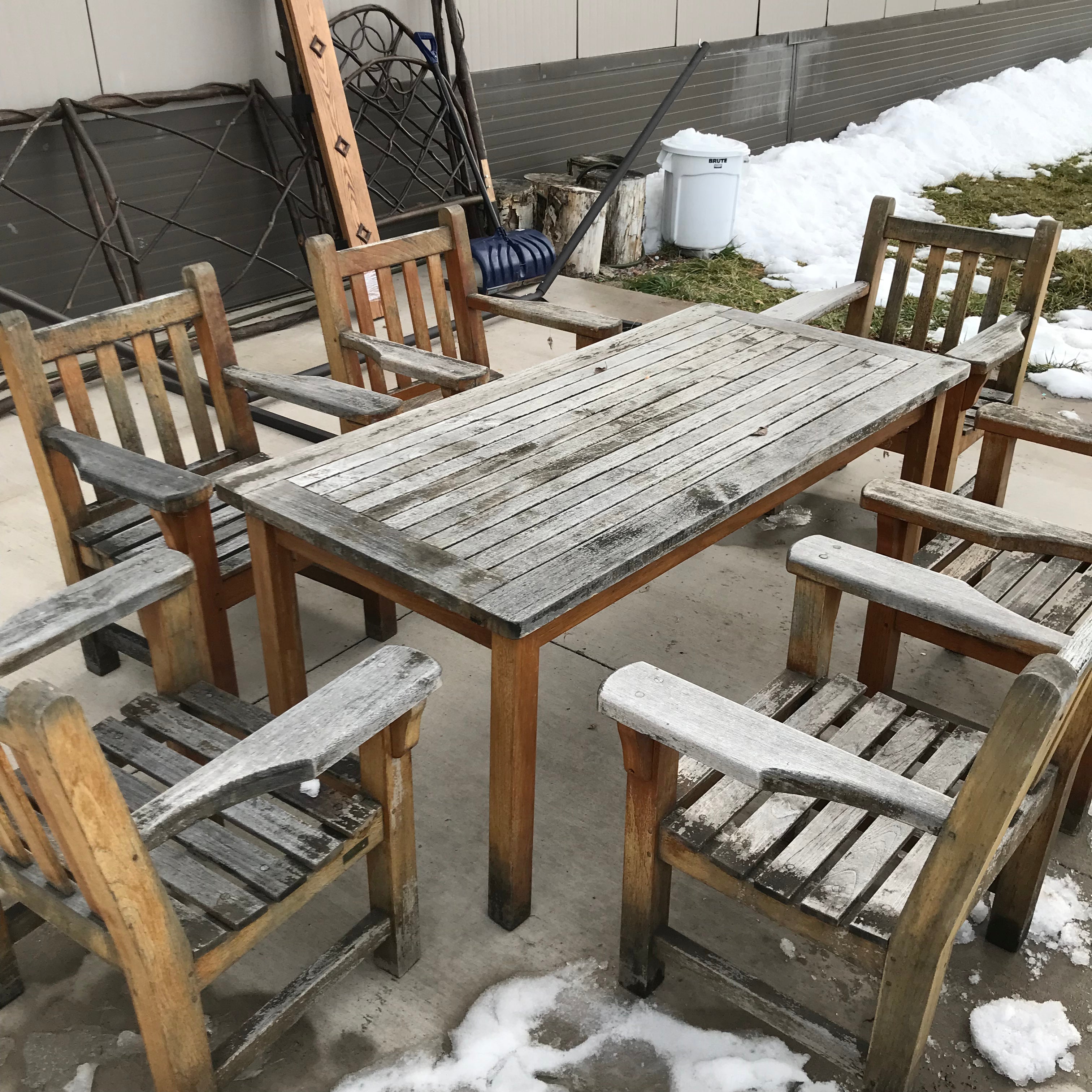 65"x 31"x 28" Barlow&Tyree Teak Patio Table Set W/ 6 Chairs