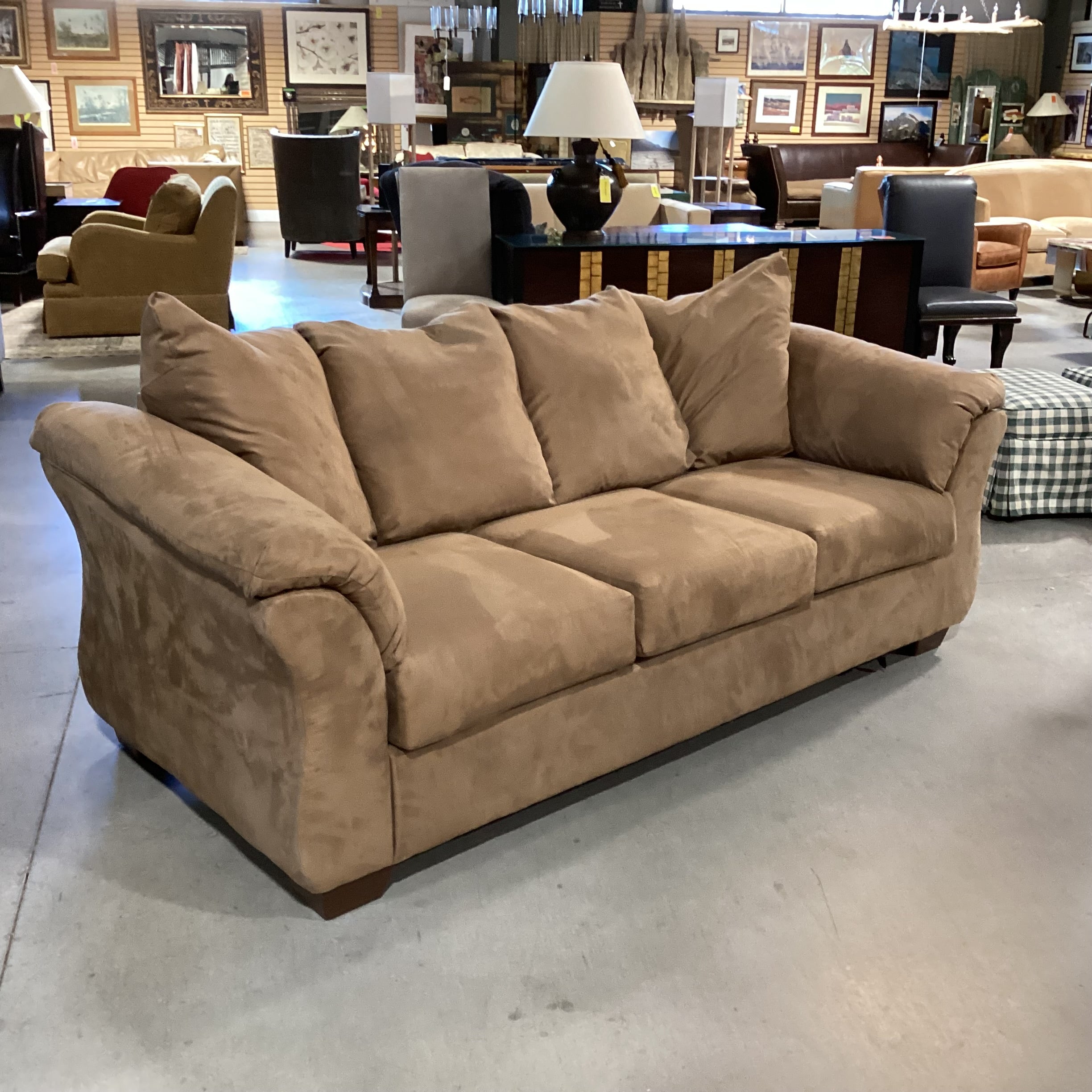 Ashley Furniture Darcy Brown Micro Suede Sofa 90"x 38"x 36"