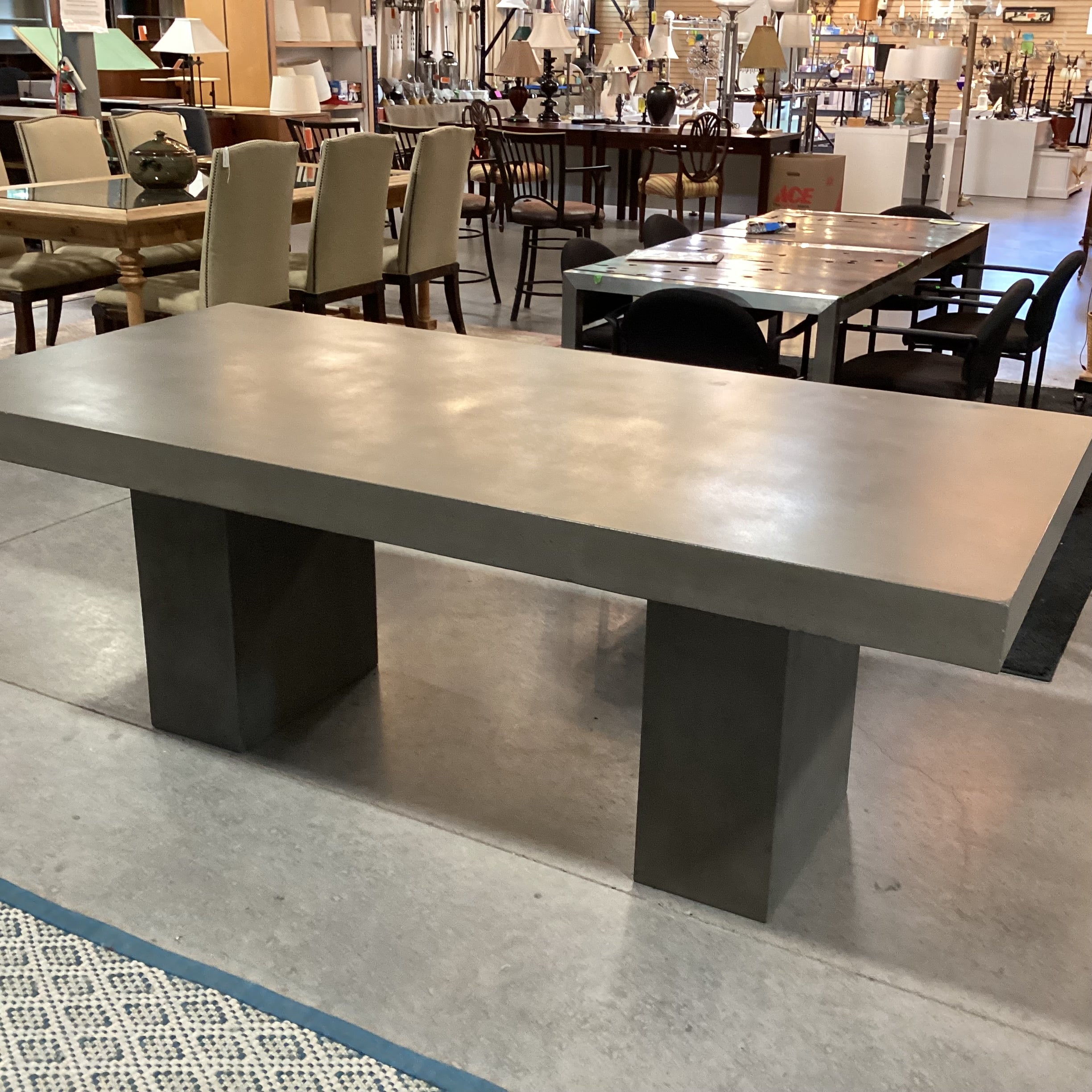 Concrete Double Pedestal Rectangle Dining Table 82.5"x 39.5"x 31"