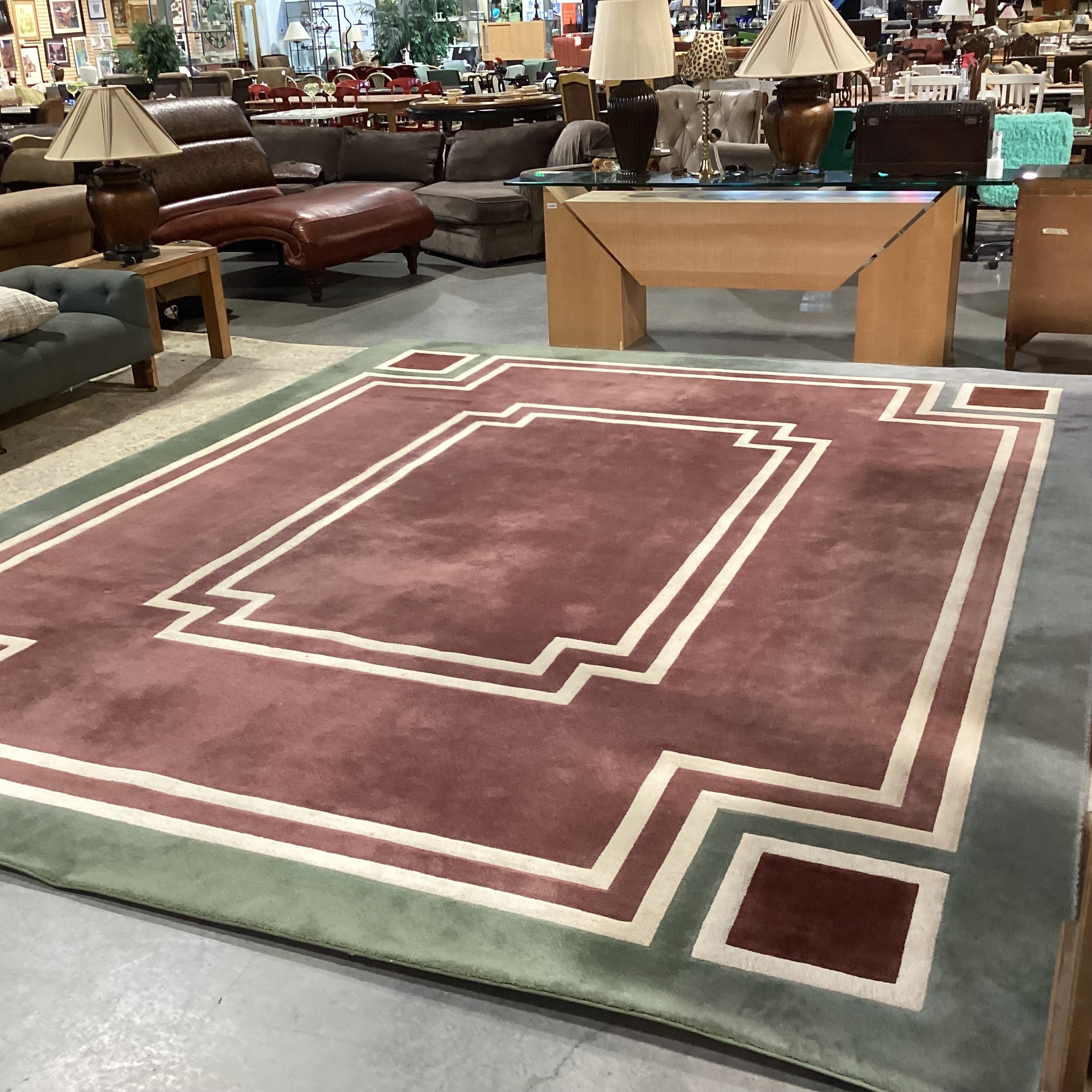 Masland The Azola's Custom Green & Mauve Handcrafted Wool Rug 12' x 15'