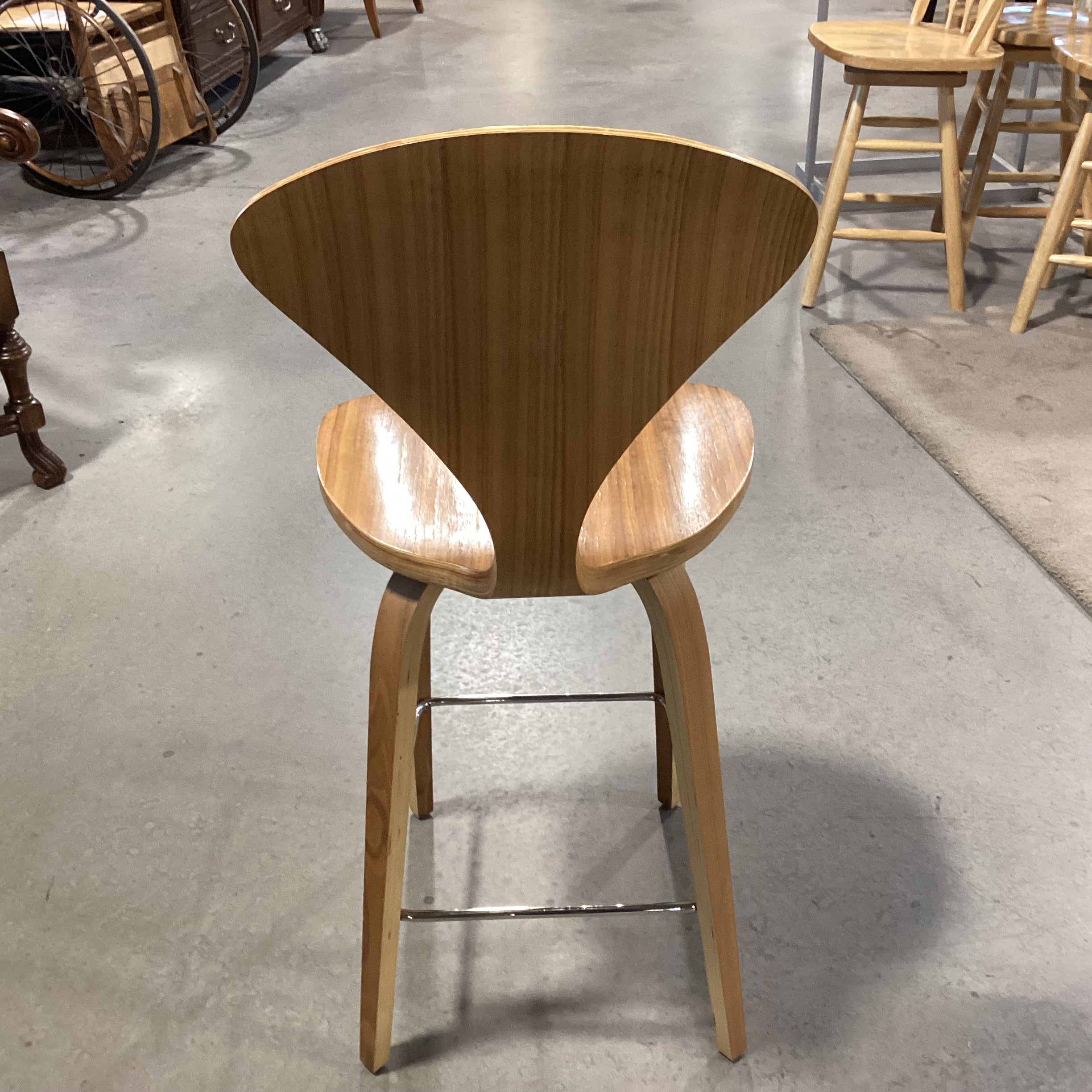 Norman Cherner for Rove Classic Pressed Walnut Modern Barstool 26"