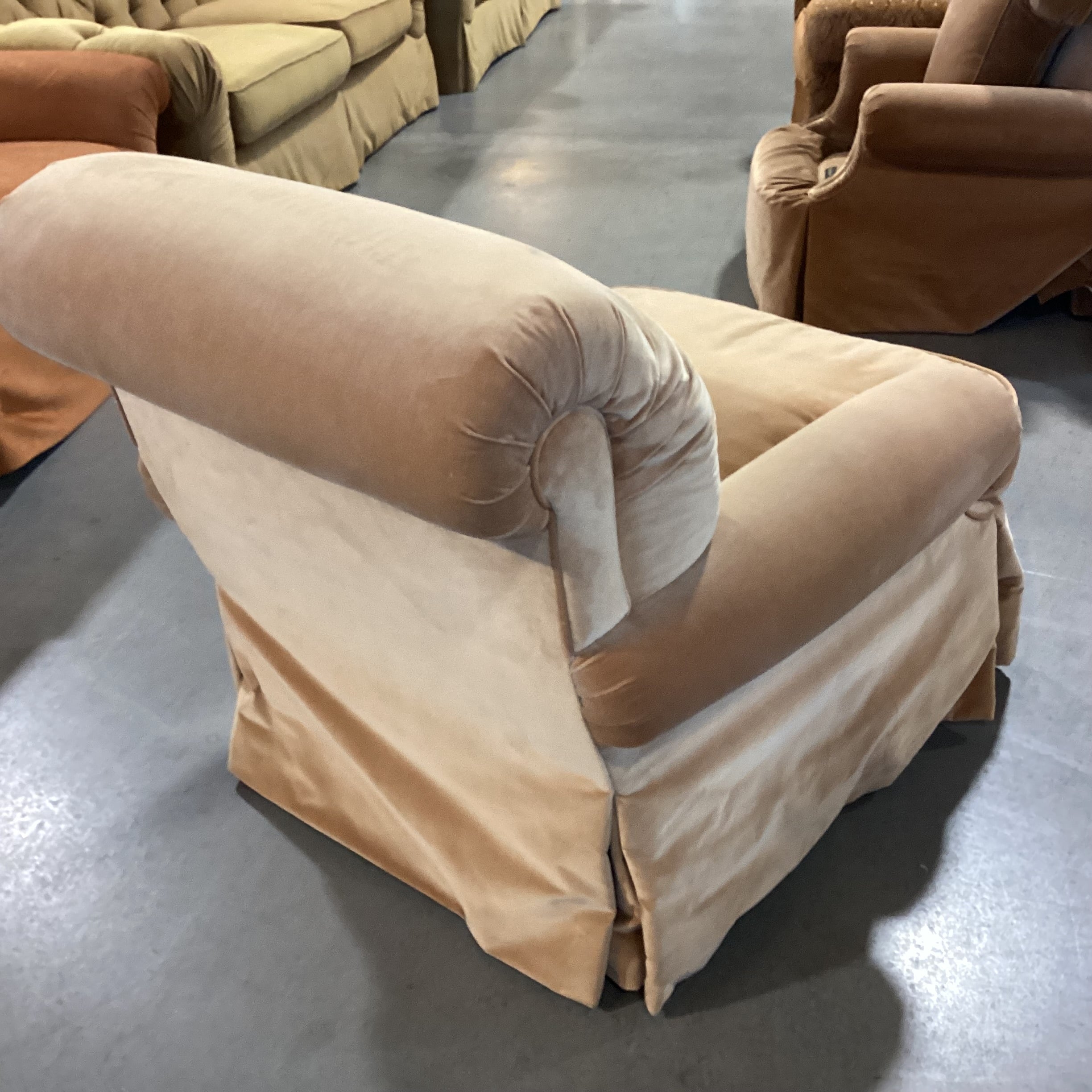 JJ Custom Butterscotch Velvet Down Mix Chair 36"x 42"x 34"