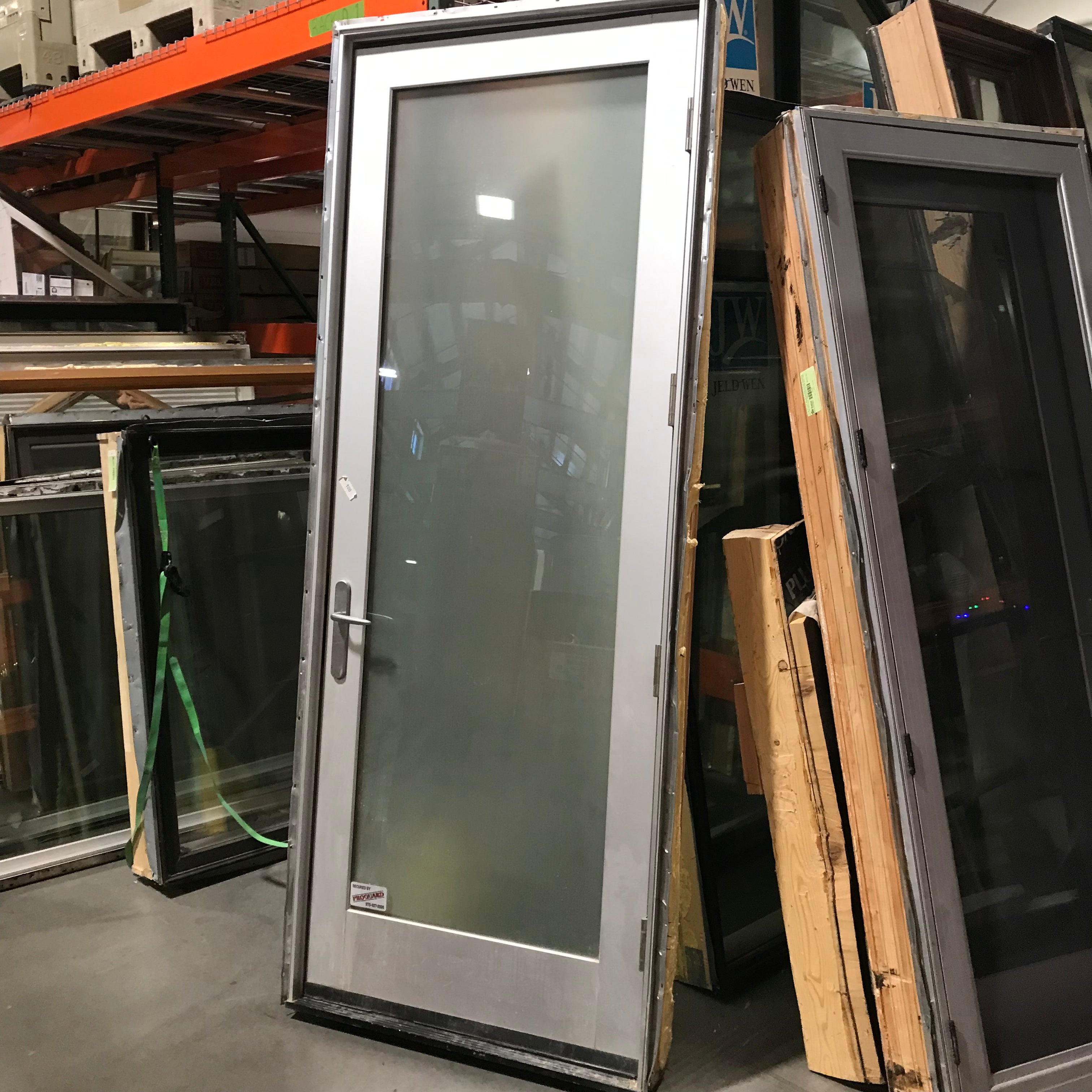36.5"x 94.25"x 6.5" Rough Opening Aircraft Aluminum Frosted Glass Exterior Door with Jamb