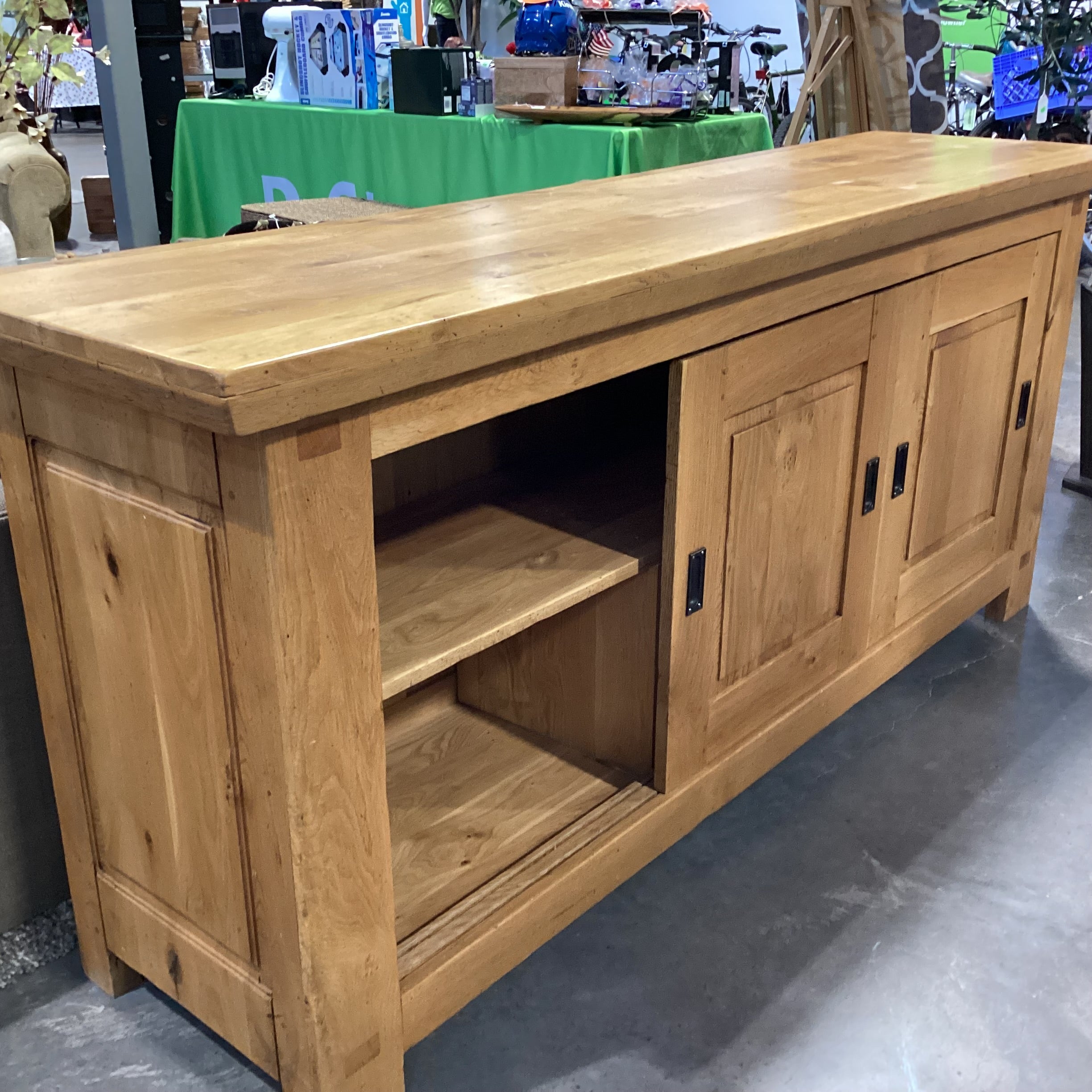 Williams Sonoma Solid French Oak 3 Sliding Doors Shelves & 2 Drawers Mendocino Sideboard 81"x 21.5"x 36.5"