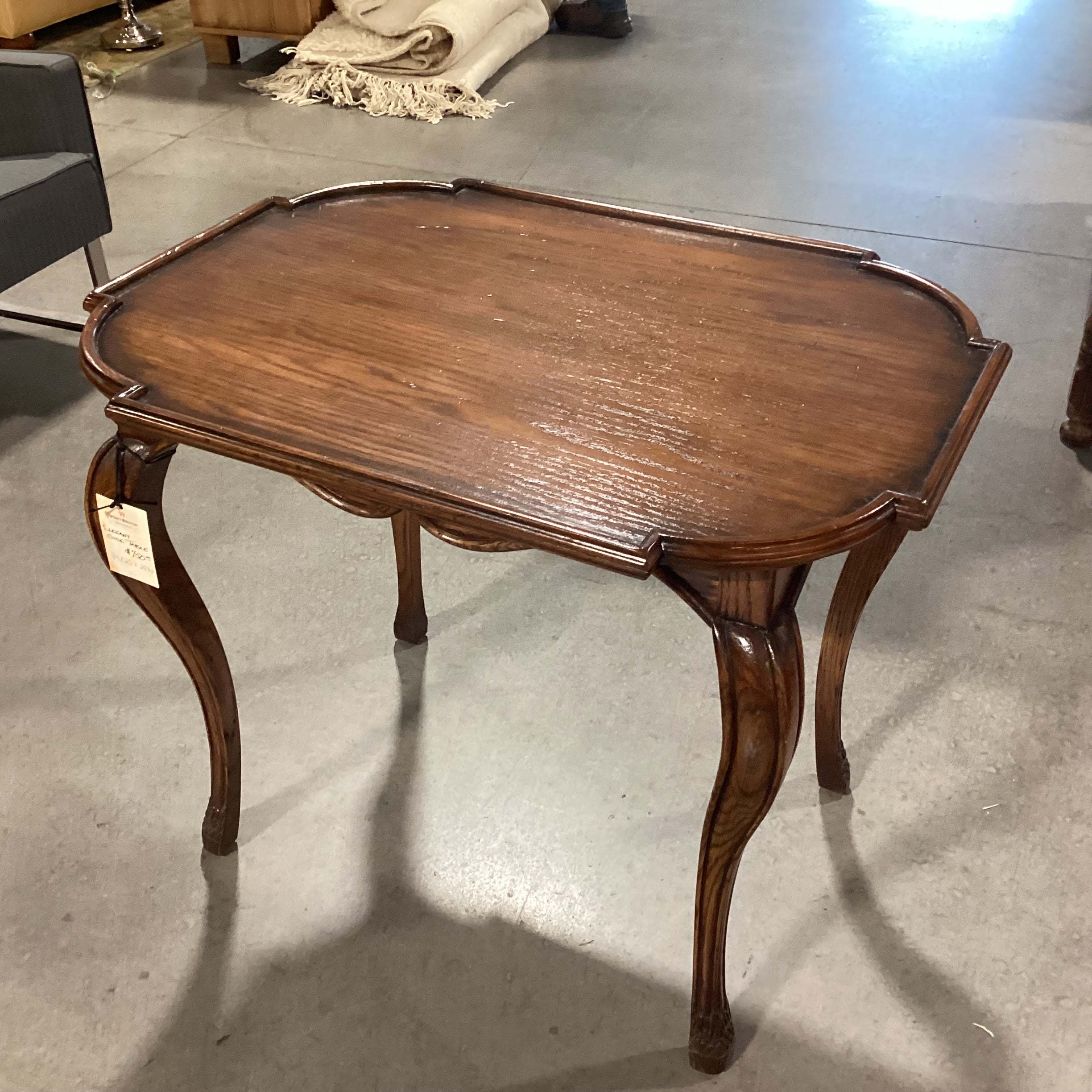 Ornate Carved Finished Wood Accent Table 35"x 26"x 28.5"