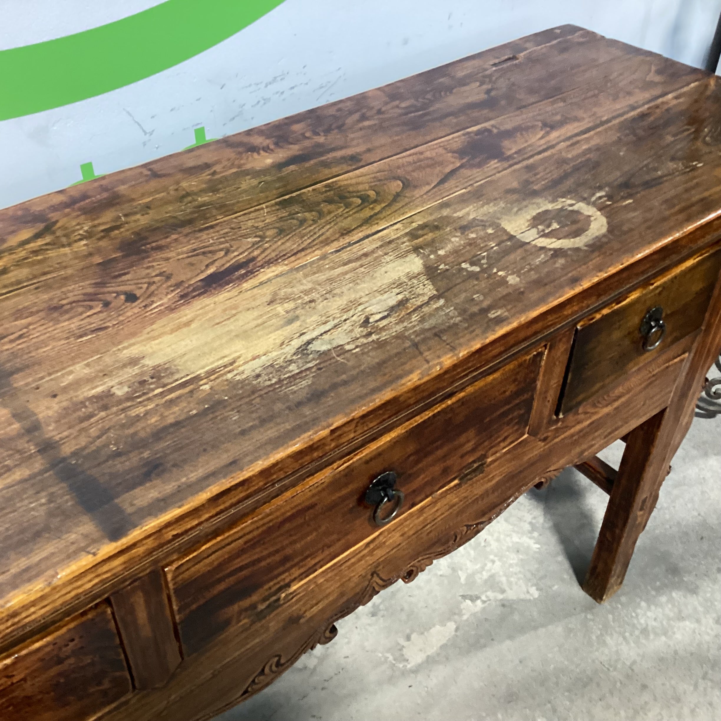 Vintage Antique Asian Carved Wood 3 Drawer Console Sofa Table 61.5"x 20"x 35"