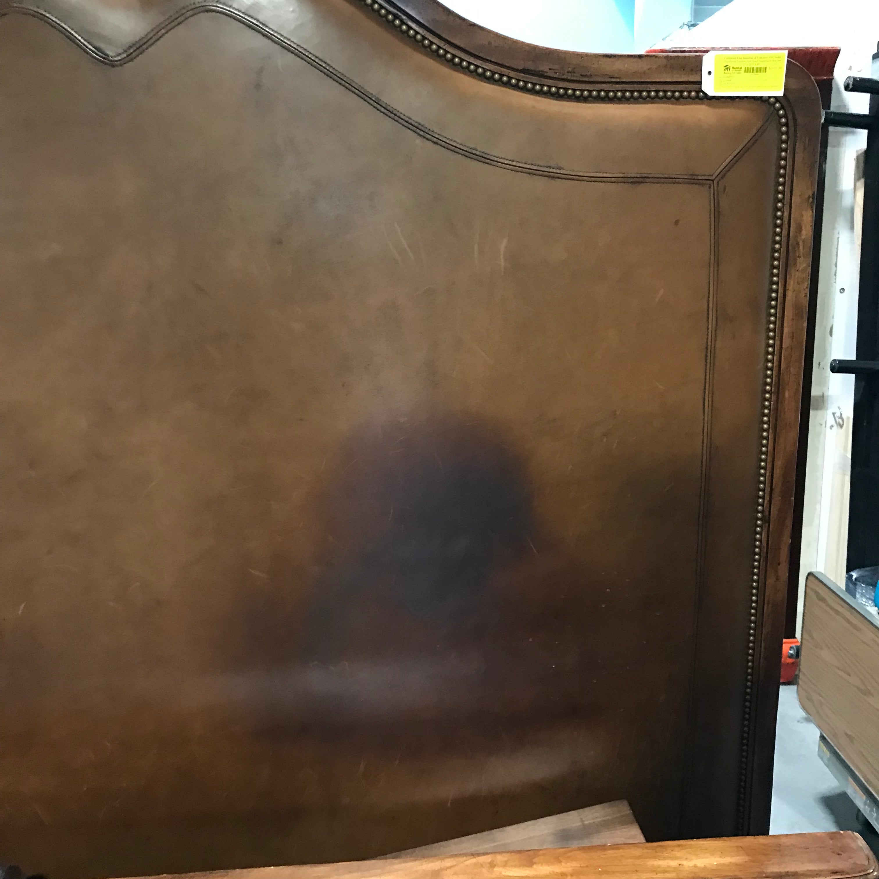 California King Bausman & Company INC. Solid Wood with Leather Nail Head Headboard Bed Set 77"x 93.5"x 80"