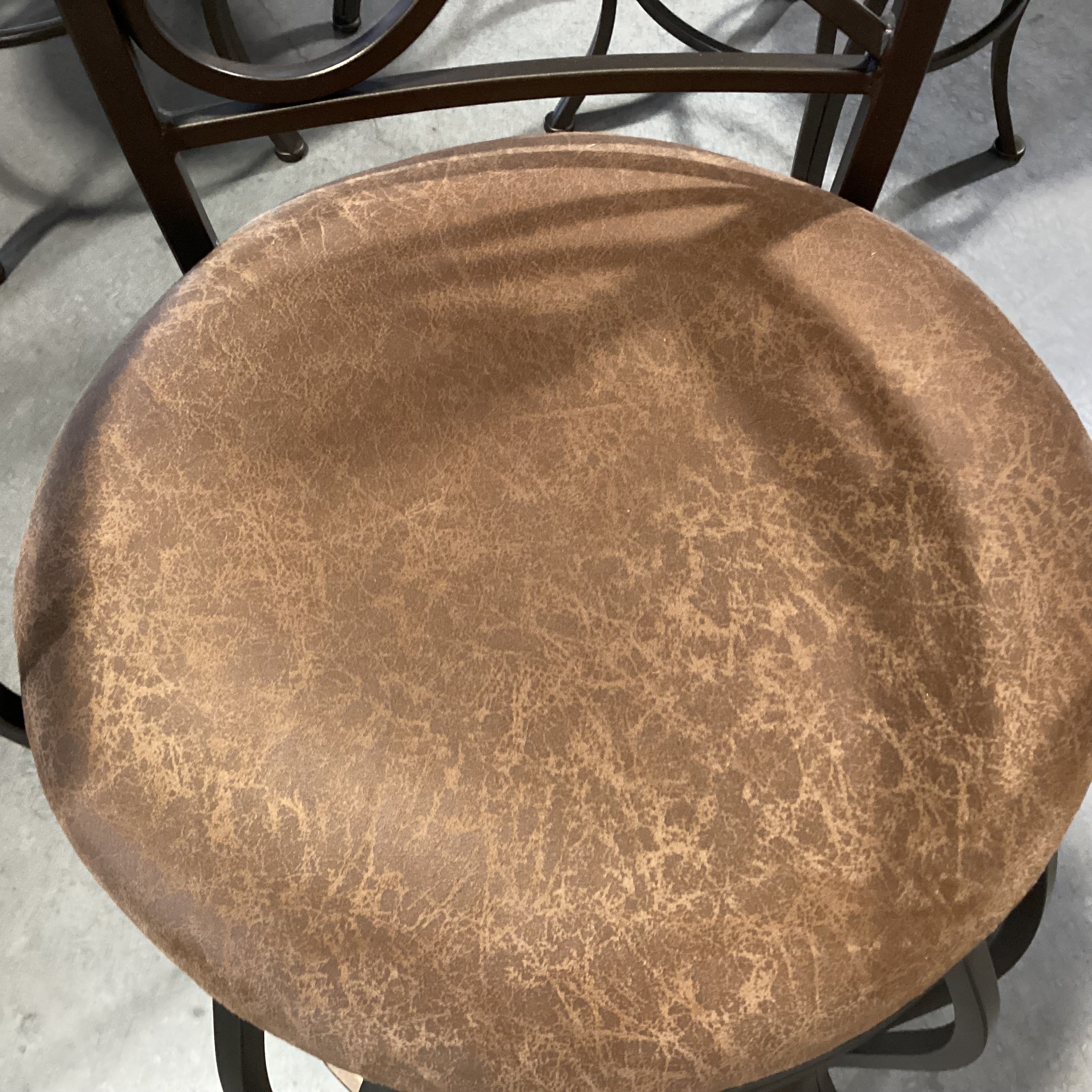 SET of 4 Ornate Metal & Faux Leather Style Swivel Barstools 30"