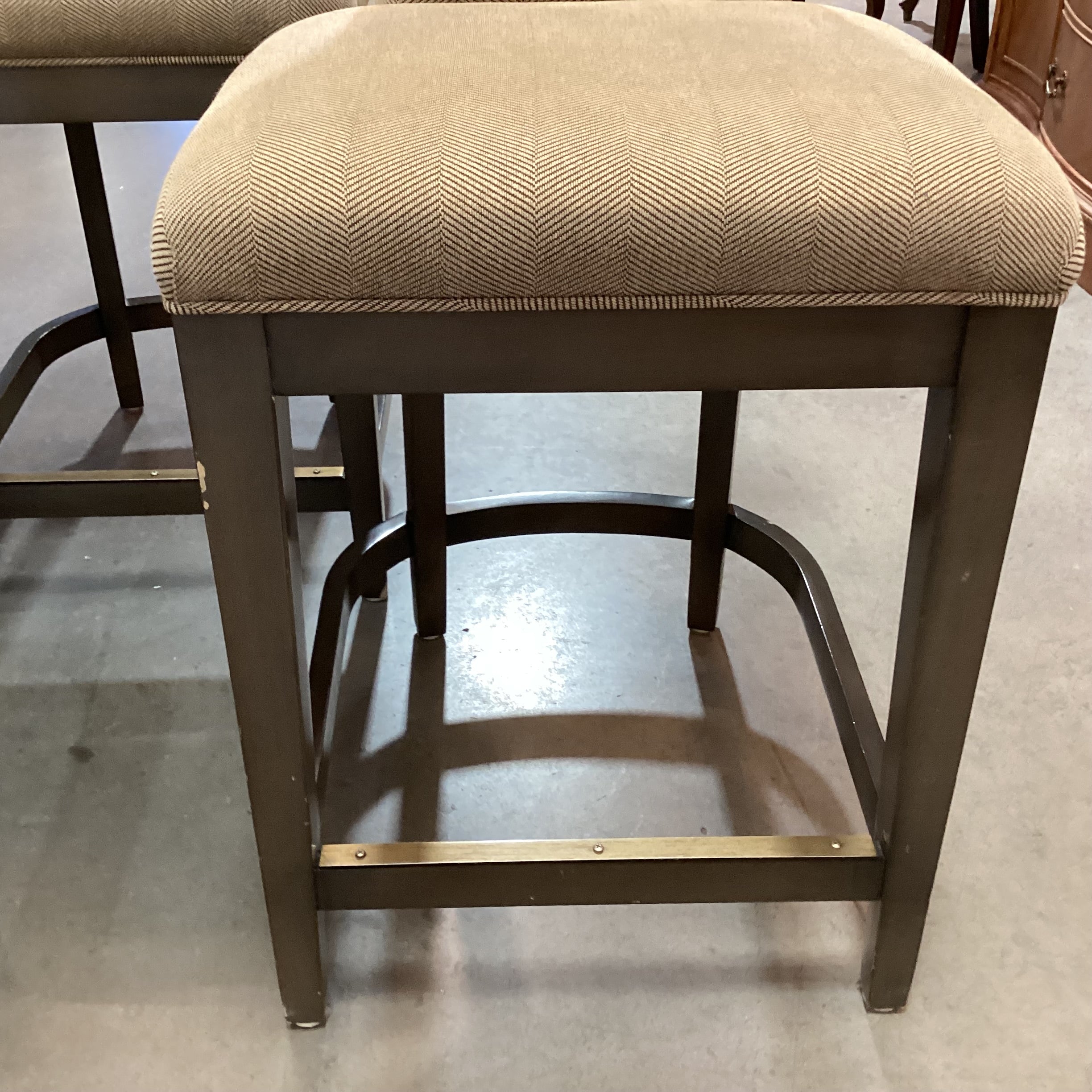 SET of 4 Green Grey Finish & Cream Tan Woven Wing Back Counter Height Barstools 24"