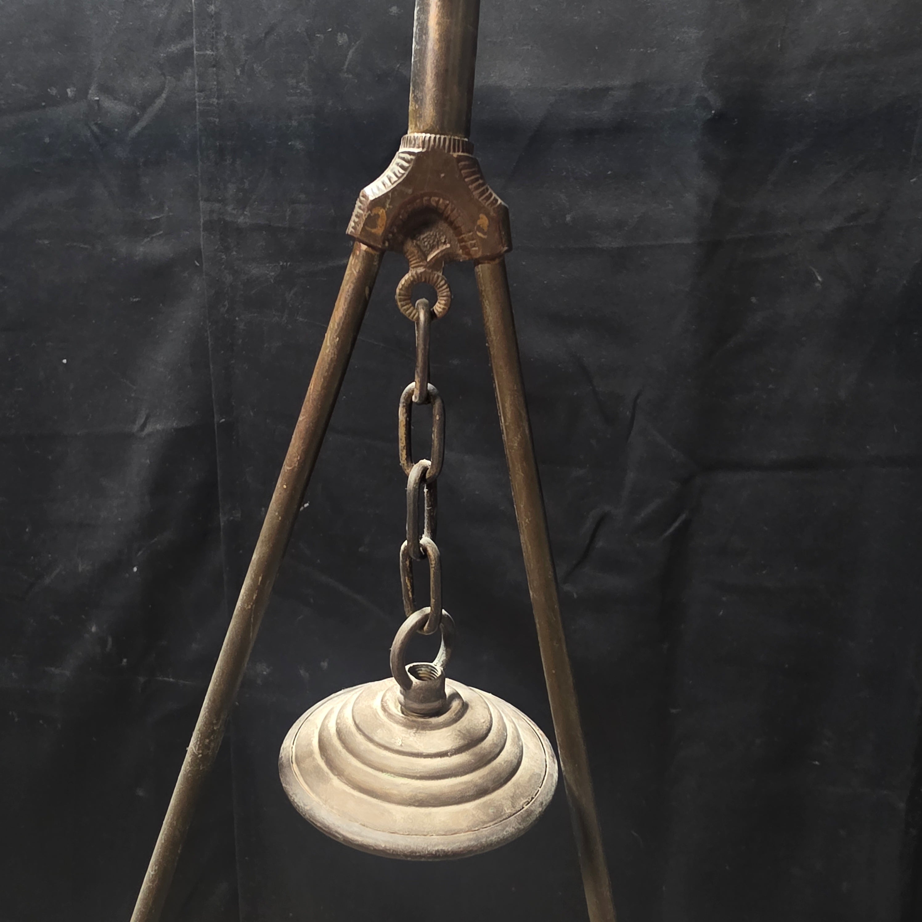 Circa 1860's East Lake Aesthetic Converted Oil Amber Glass Pendant Light 12"x6.75"x40"