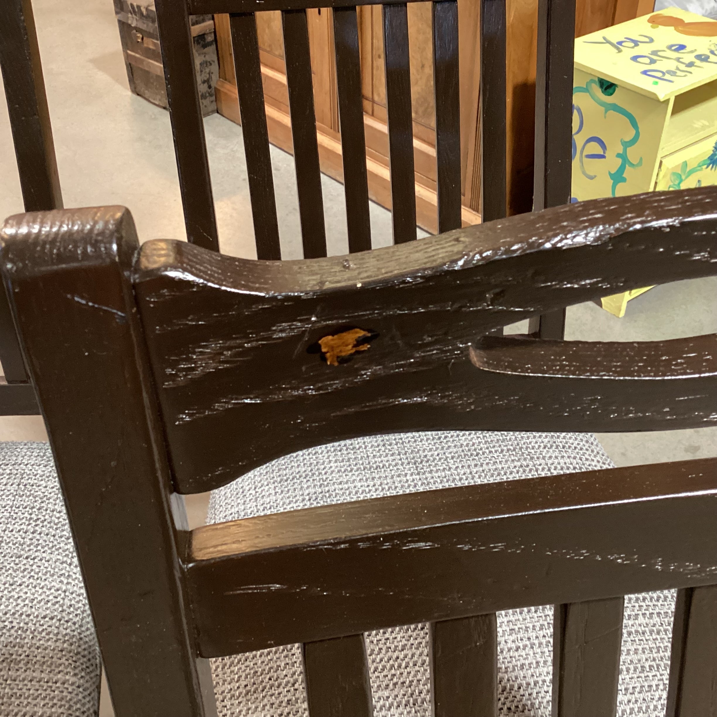 SET of 4 Dark Finish with Grey Woven Seat Dining Chairs 21"x 23"x 41"