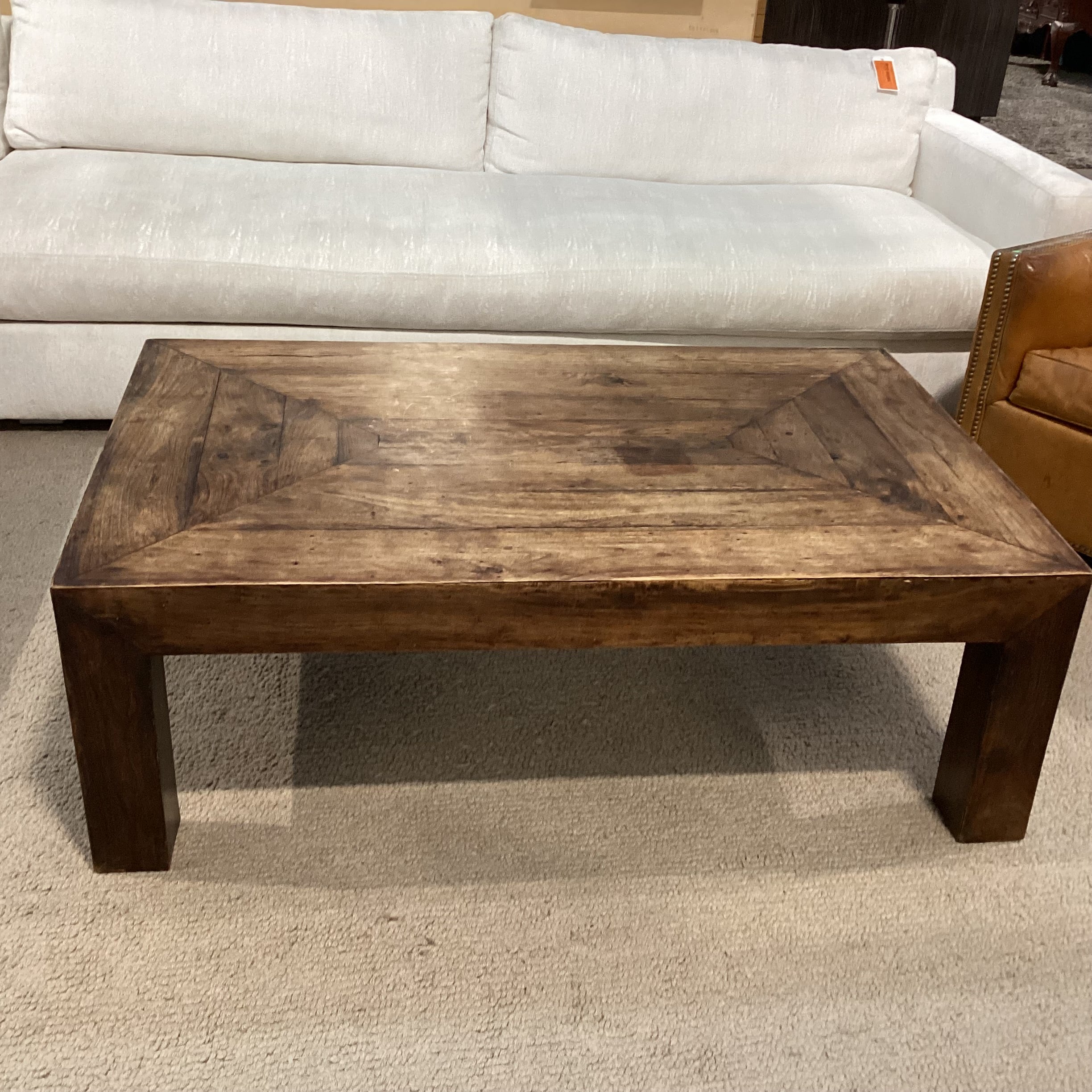 Dark Rustic Finish Solid Wood Plank Detail Coffee Table 52"x 32"x 18"