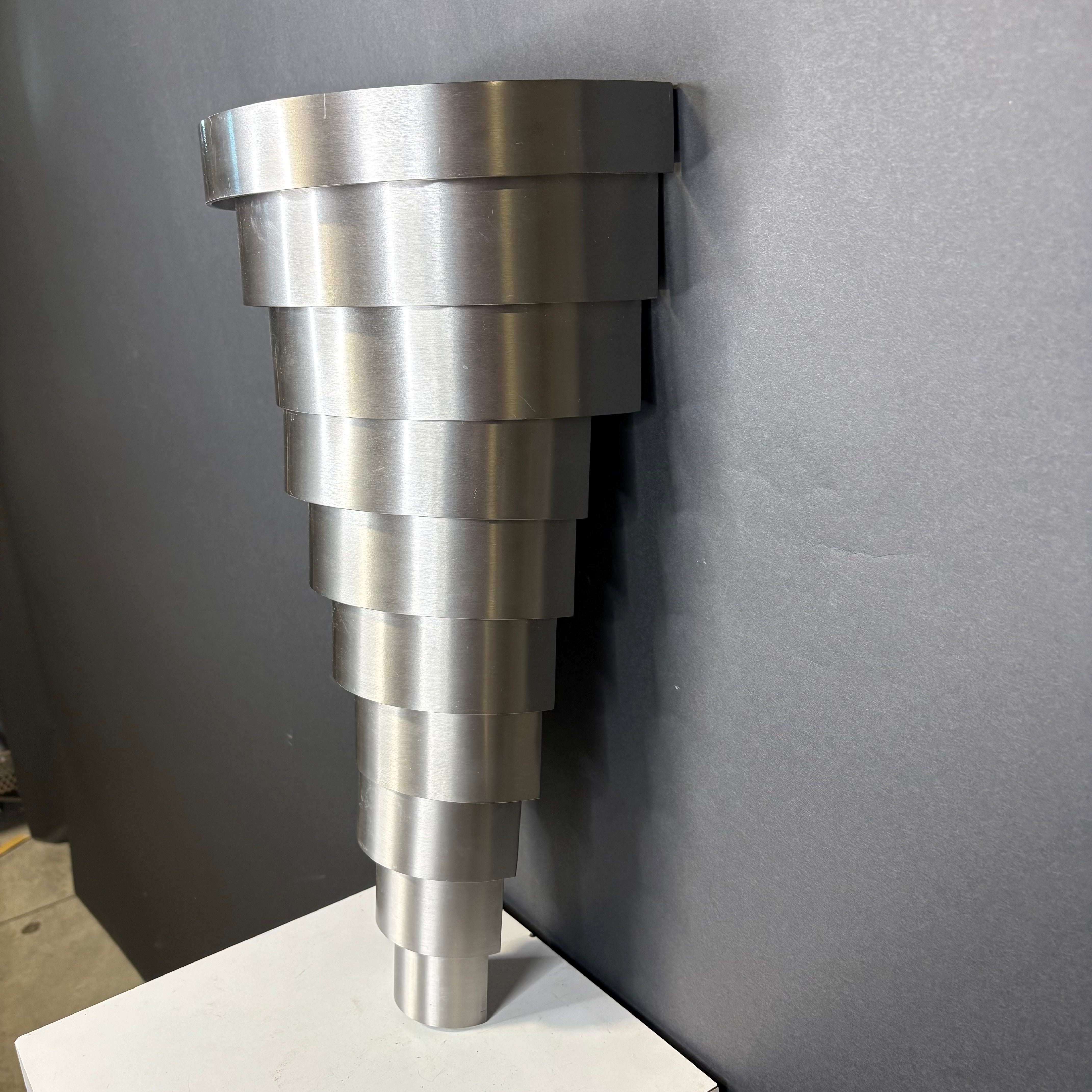 Art Deco Wired Custom 2-Light Tapered Silver Metal Wall Sconce 12”x 21”x 6”