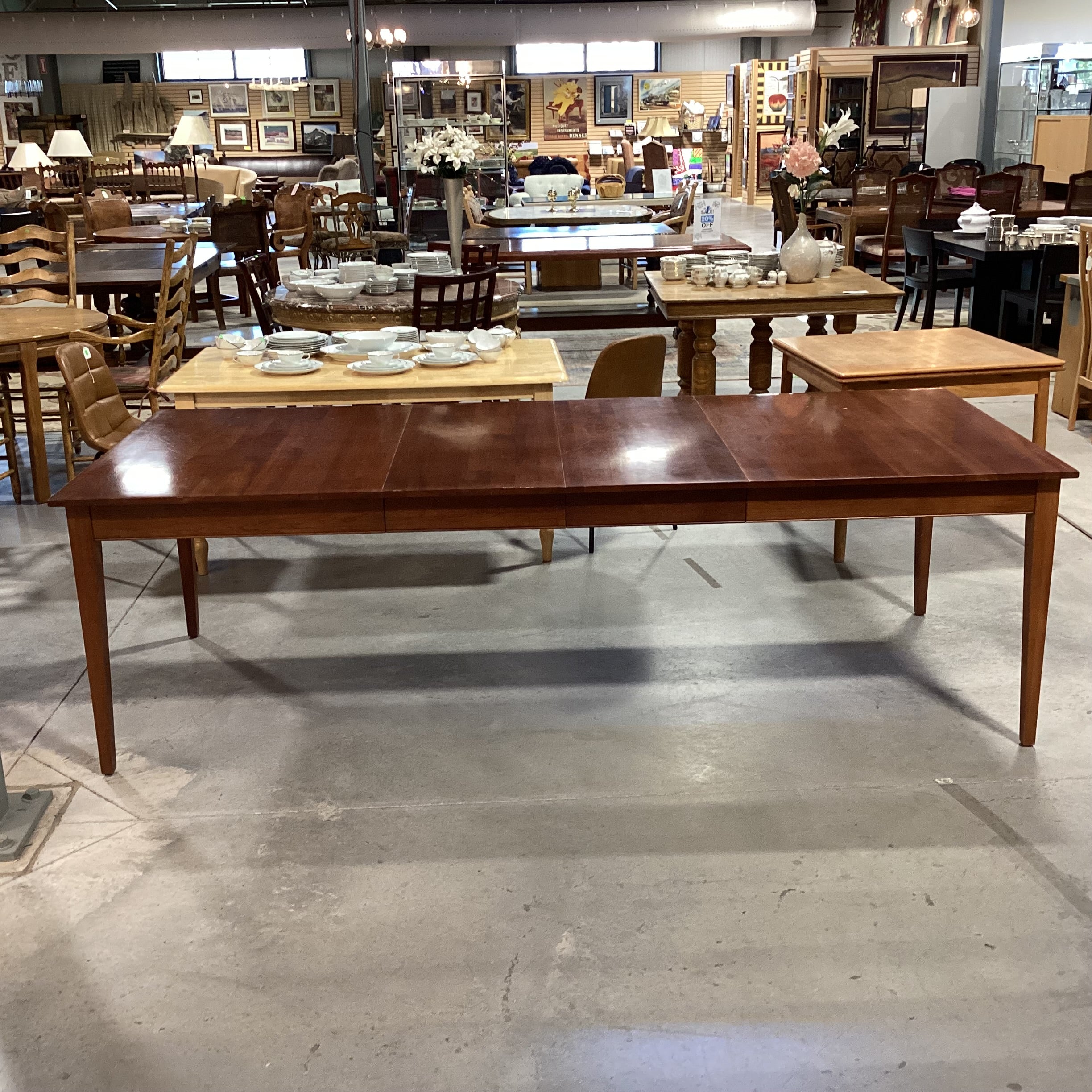 Ethan Allen Cherry 2 Leaves & End Drawers Dining Table 64" to 100"x 42"x 31"