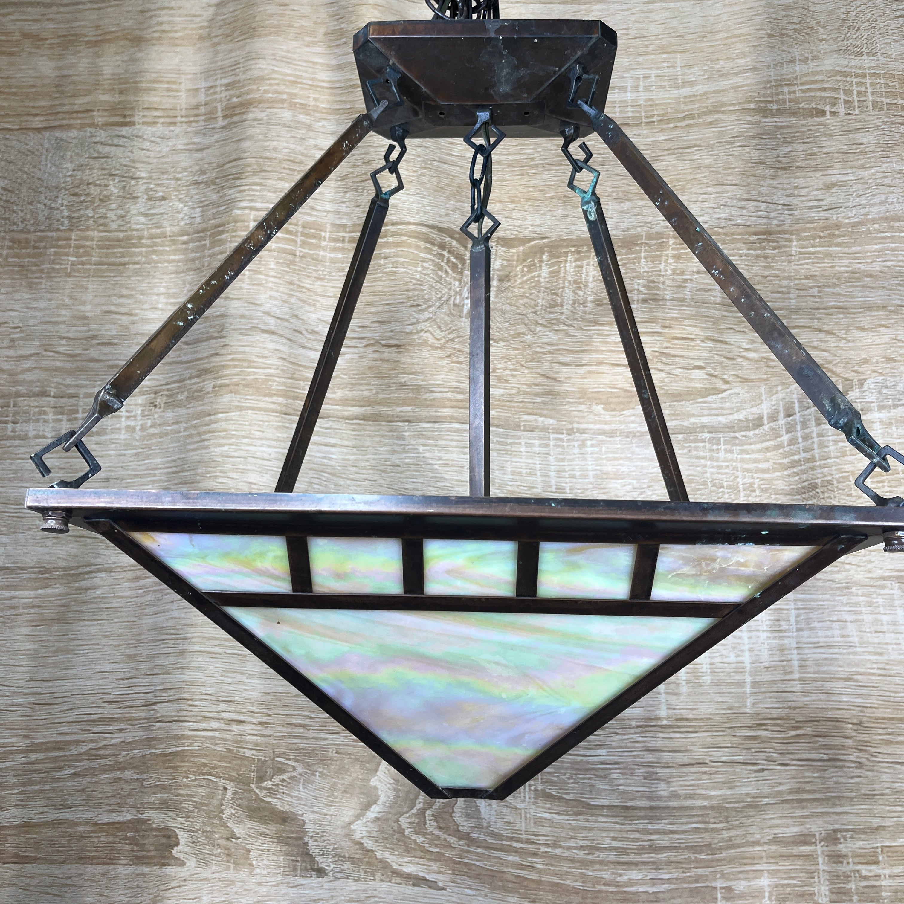 Hi-Lite Craftsman 2-Light Rosewood Metal with Honey Slag Glass Ceiling Pendant 17"x 17"x 21"