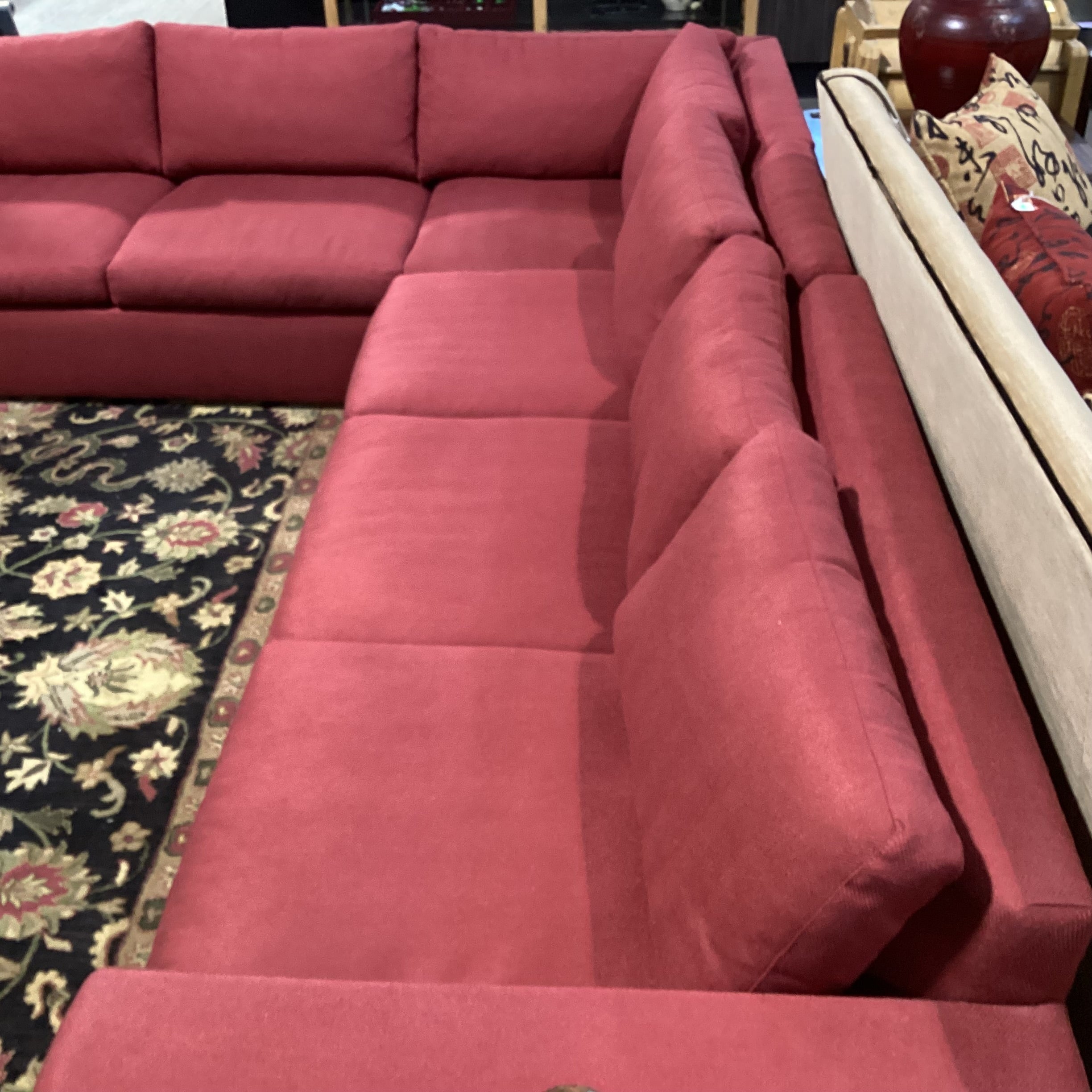 Ethan Allen Red Woven Feather Blend 4 Piece Sectional 131"x 102"x 38"x 28"