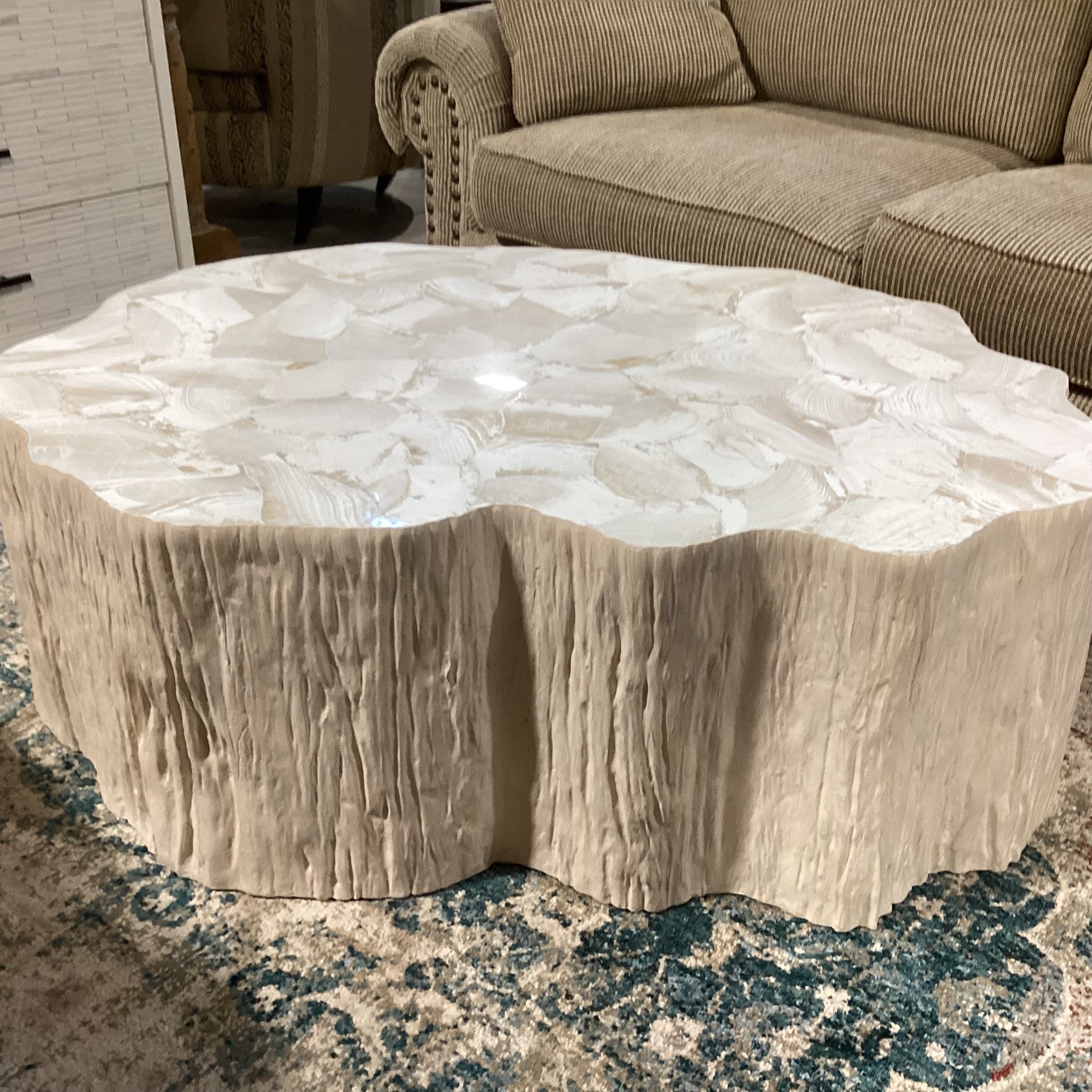 Camilla Fossilized Clam Shell Coffee Table 48"x 35"x 17"