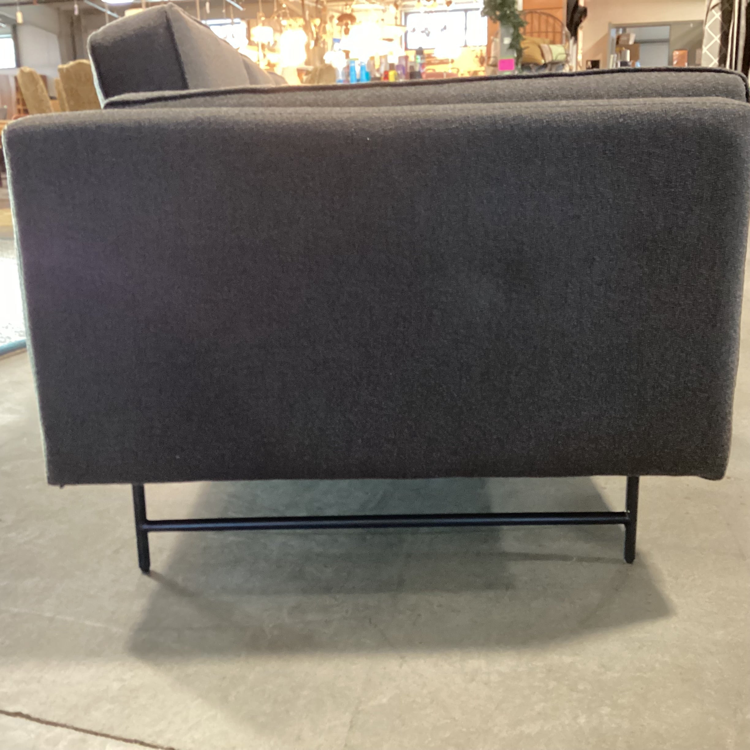 Blu Dot Modern Dark Grey 3 Seat Bank Sofa 96"x 36"x 26"