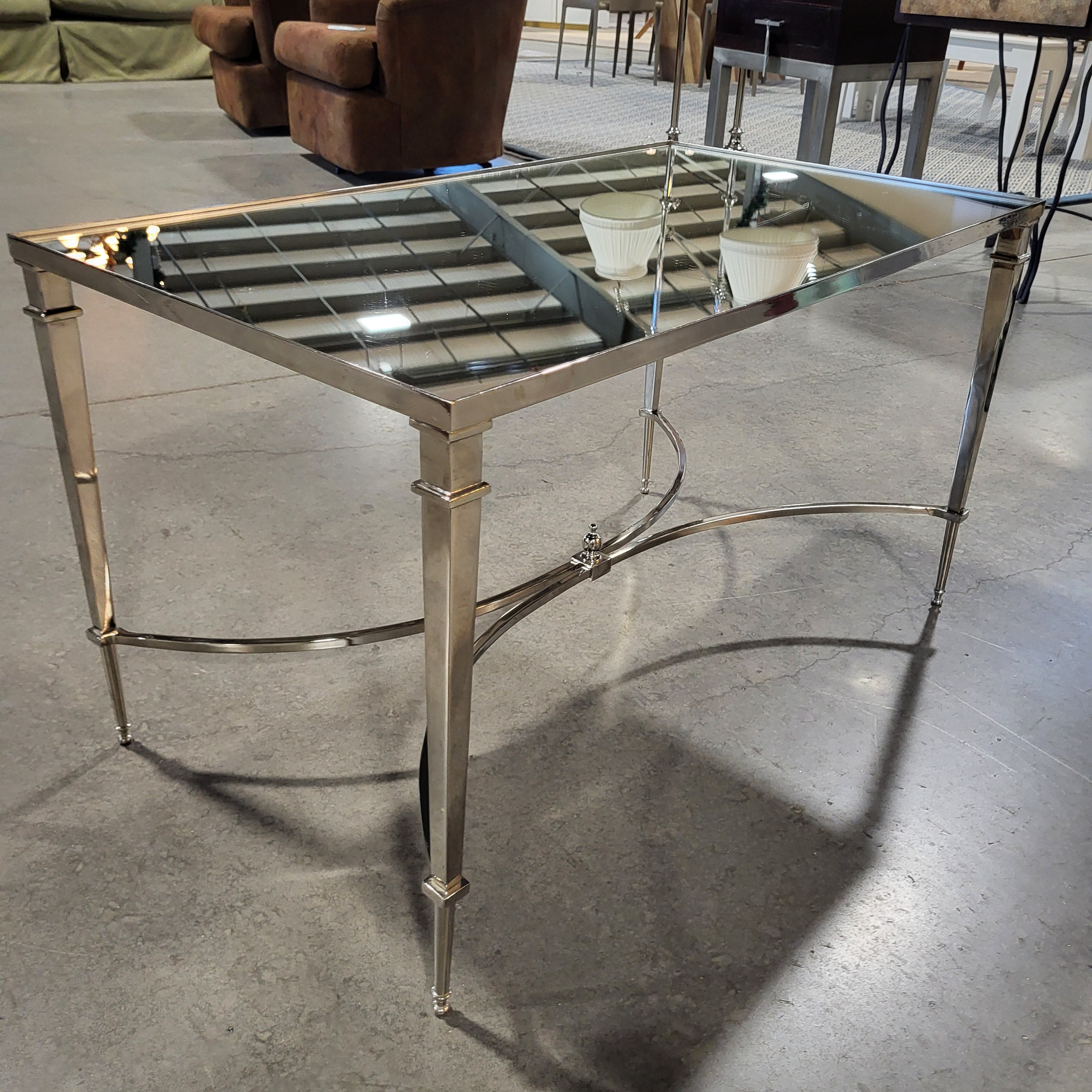 Art Deco Regency Style Silver Mirrored Coffee Table 36"x 20"x 20"