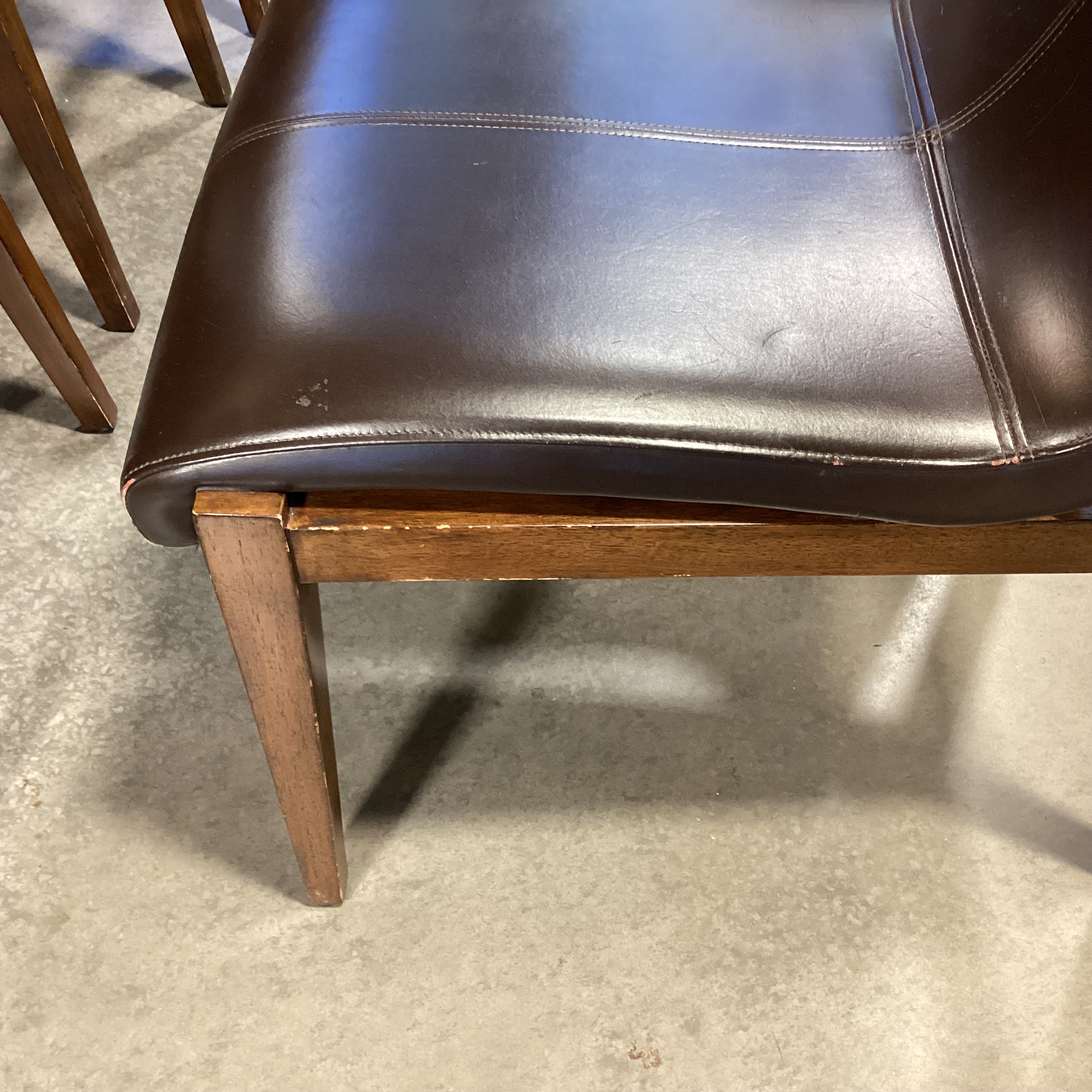 SET of 6 Brownstone Mid Century Style Chocolate Leather & Wood Dining Chairs 21"x 25"x 37"