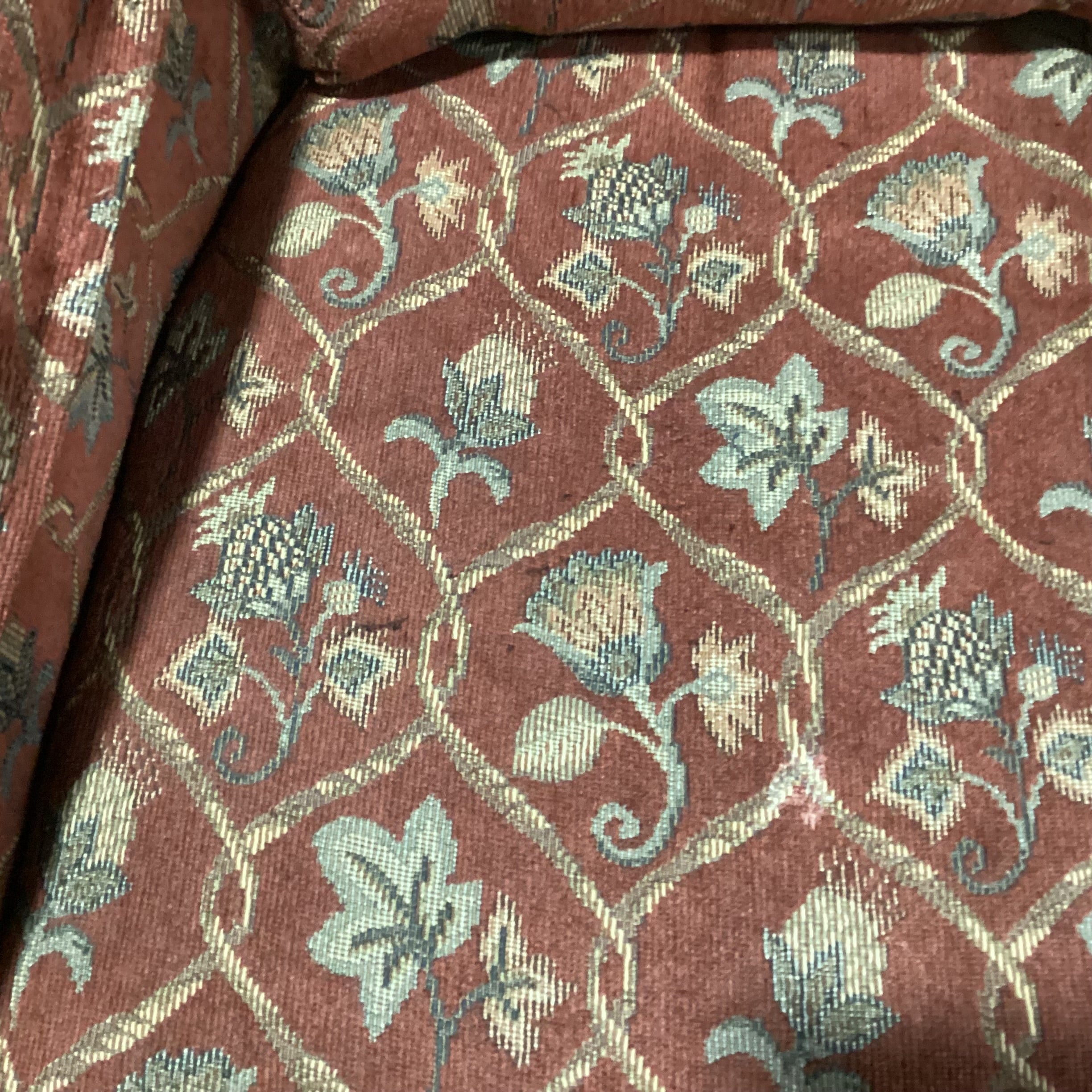 Flexsteel Rust & Sage Leaf Floral Swivel Rock Barrel Chair 33"x 33"x 31"