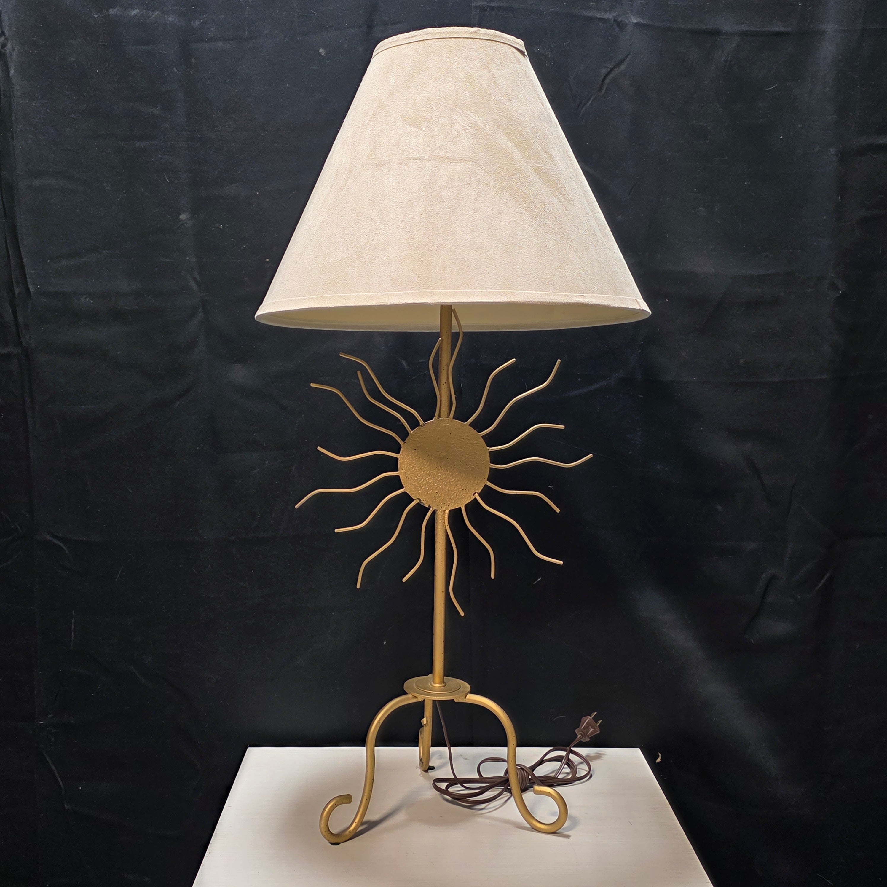 Celestial Gold Sun Lamp with Suede Shade 16"Dx33"