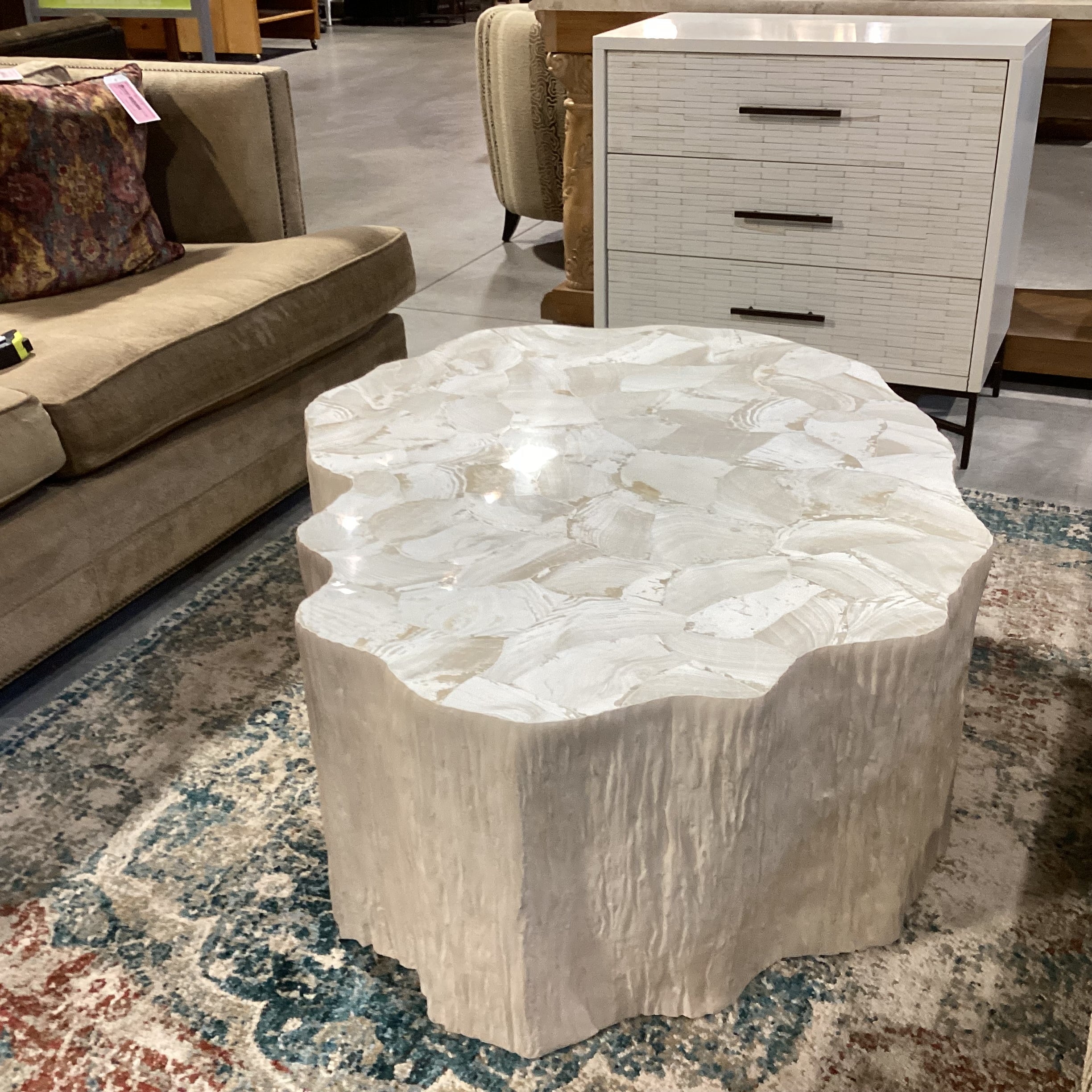 Camilla Fossilized Clam Shell Coffee Table 48"x 35"x 17"