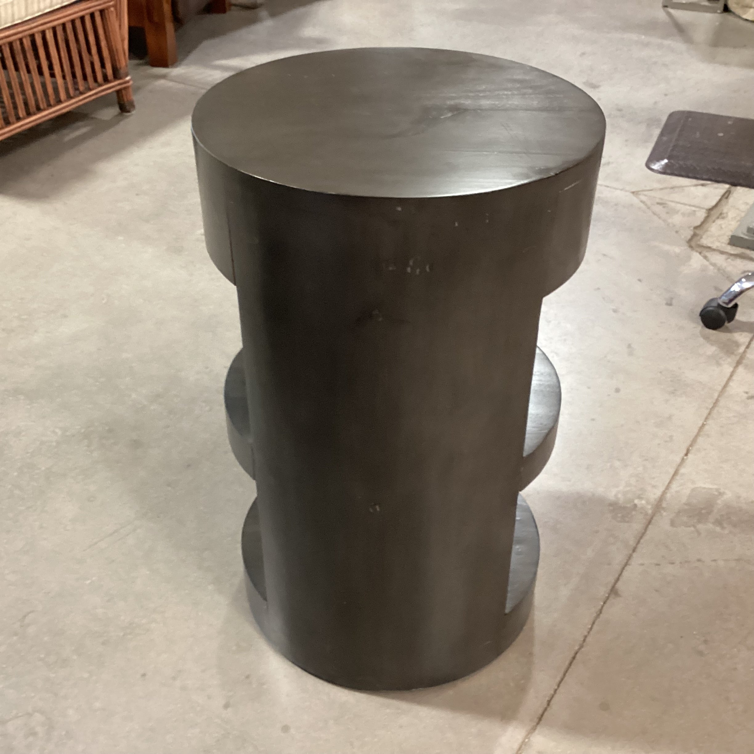 Cathers Home Dark Grey Finish Wood Round 3 Tiered 1 Drawer End Table 16" Diameter x 27"