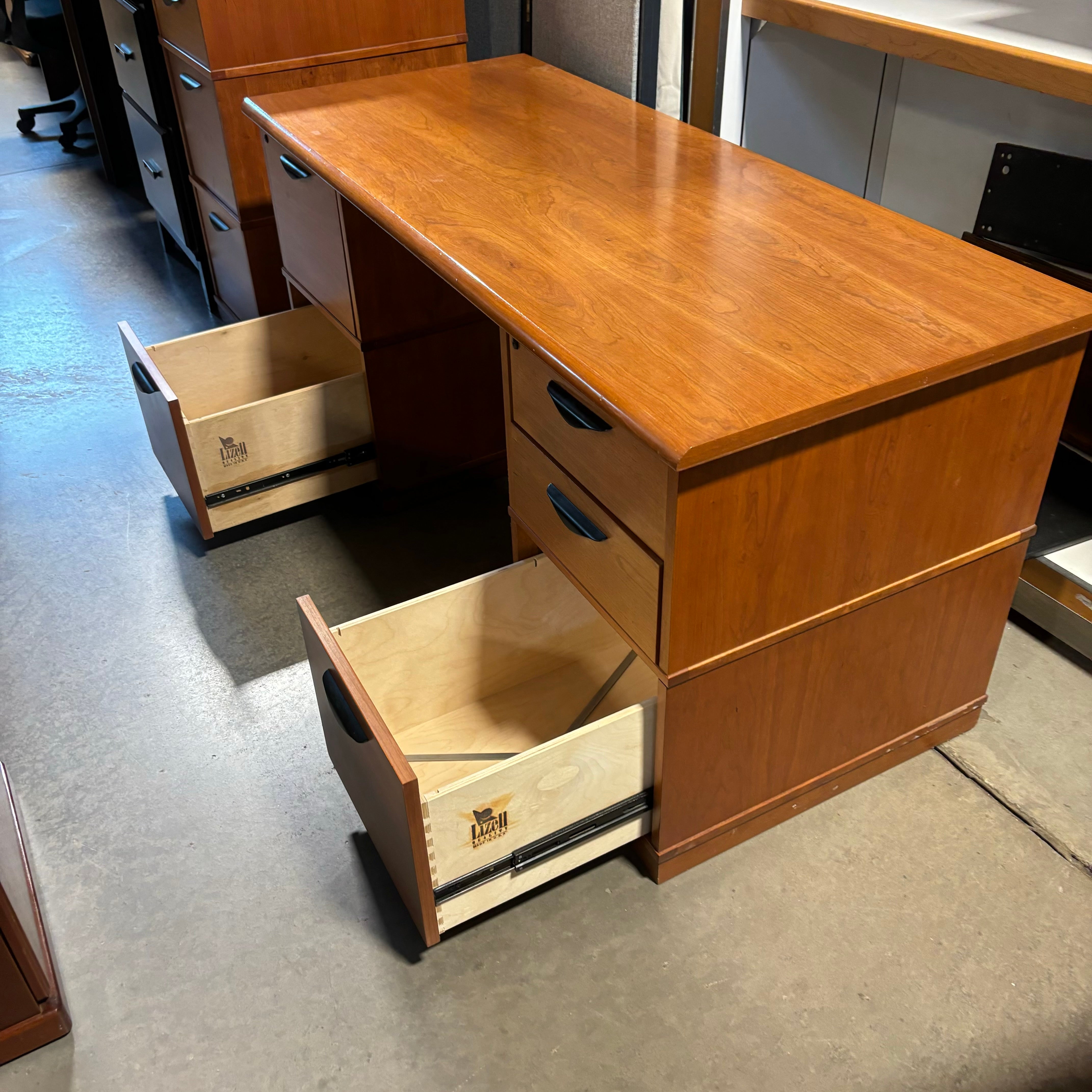 Lizell Quality Furniture Cherry Wood 5 Drawer Desk 60"x 25"x 29"