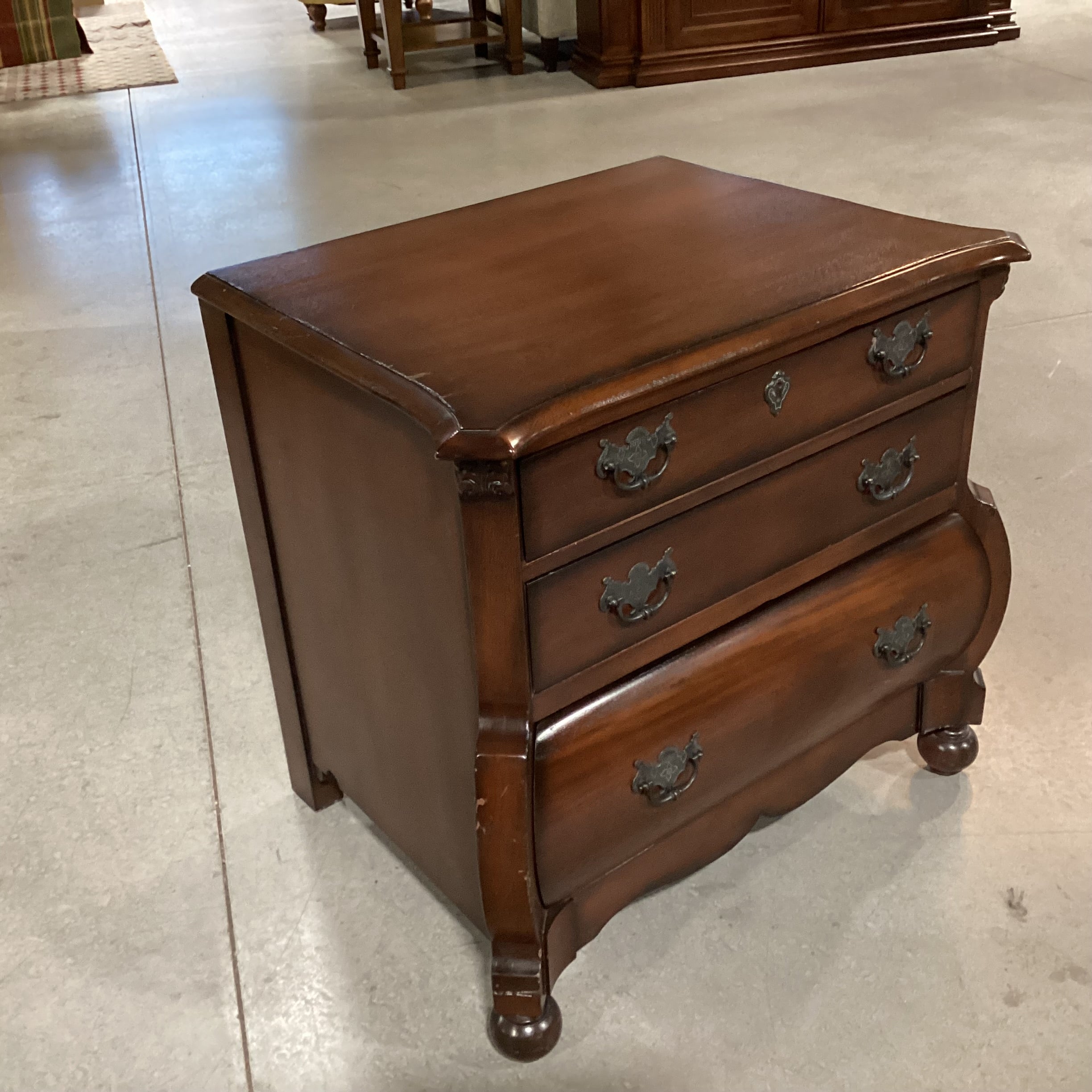 Ralph Lauren Dark Finish Carved Wood 3 Drawer Chest 32"x 23"x 29"