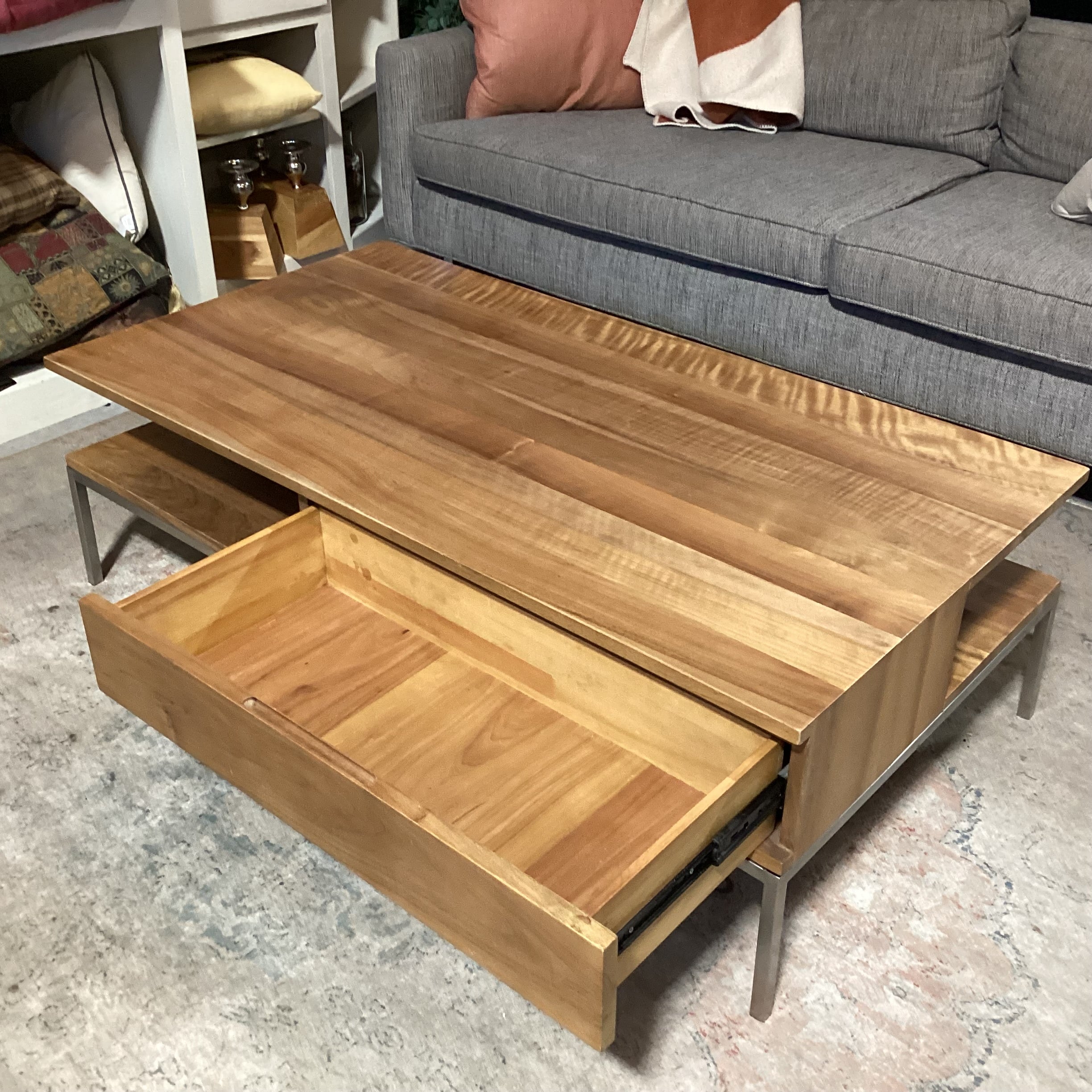 Gingko Furniture Mid Century Style Natural Walnut Soho Coffee Table 54"x 28"x 17"