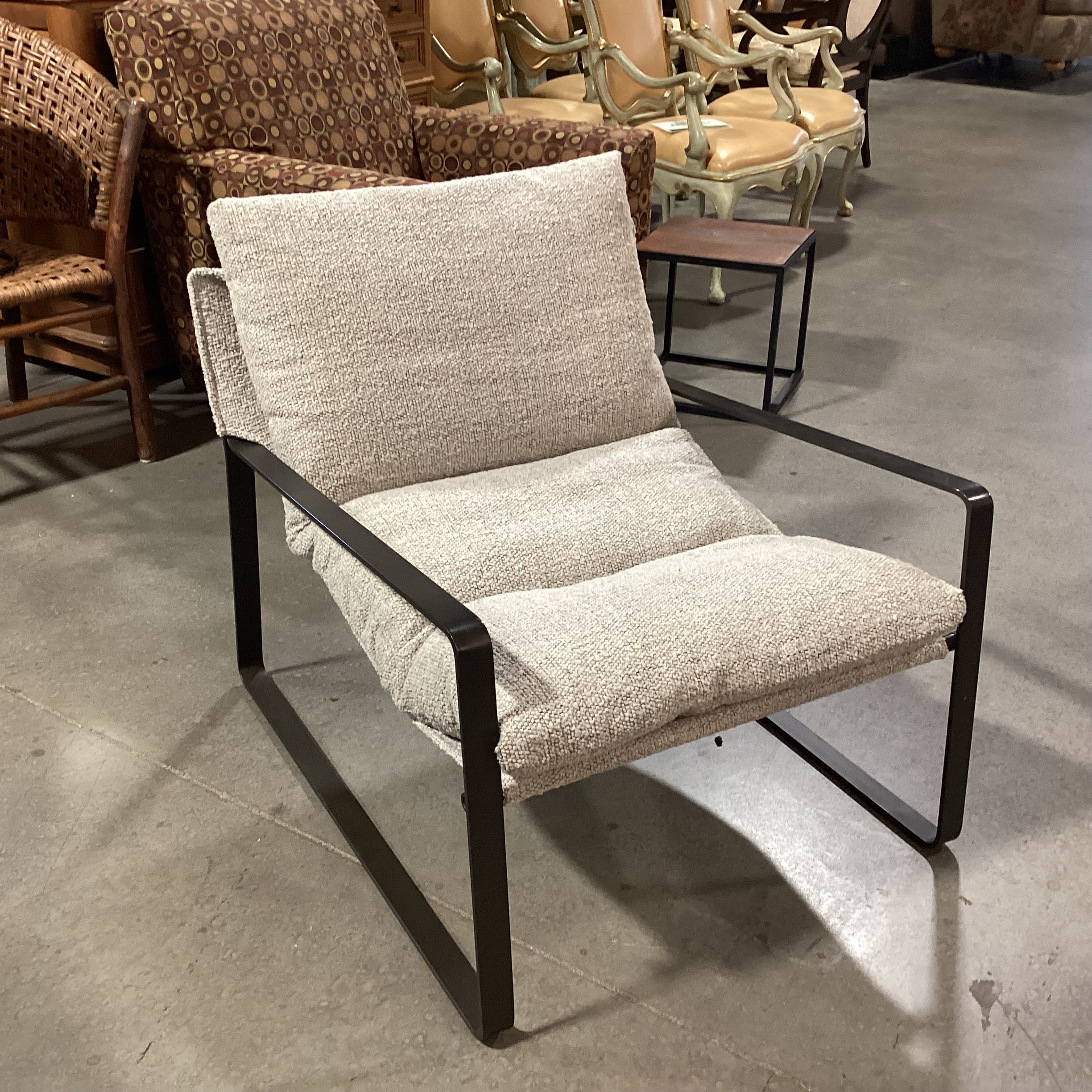 Four Hands Emmett Grey Boucle and Iron Sling Chair 29"x 32"x 28"